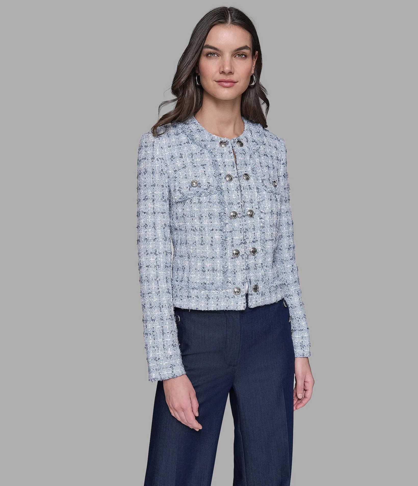 TWEED JACKET WITH CHAIN DETAIL sold by Karl Lagerfeld Paris