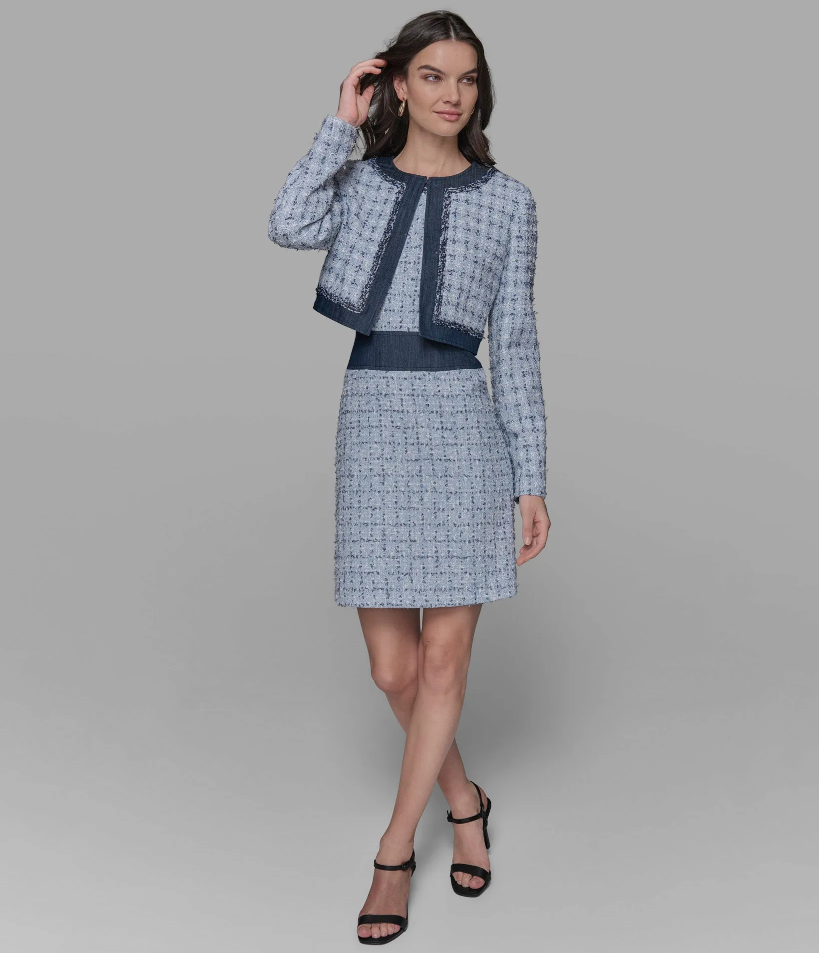 LONG SLEEVE BOUCLE DENIM LADY JACKET sold by Karl Lagerfeld Paris product image thumbnail 3