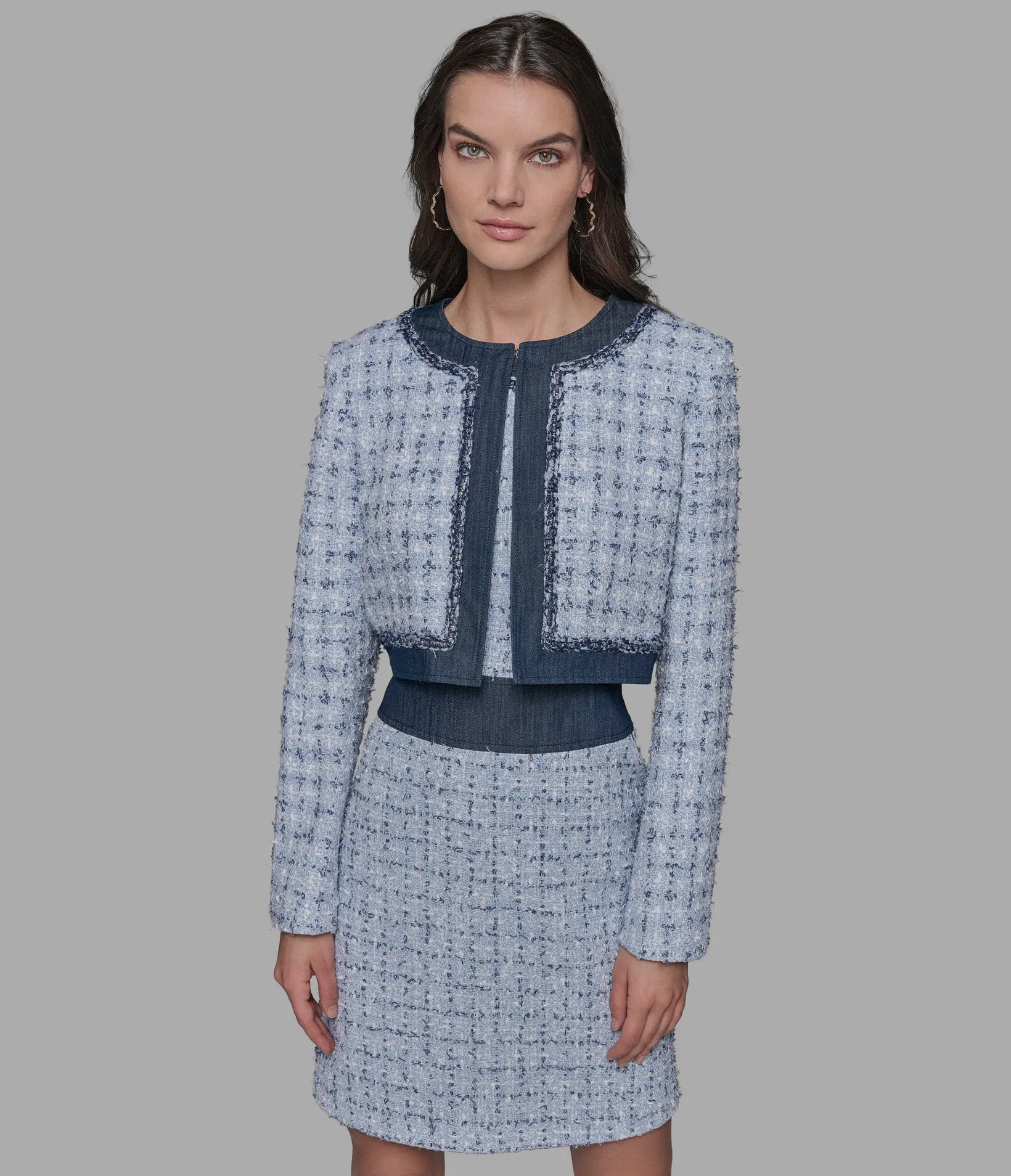 LONG SLEEVE BOUCLE DENIM LADY JACKET sold by Karl Lagerfeld Paris