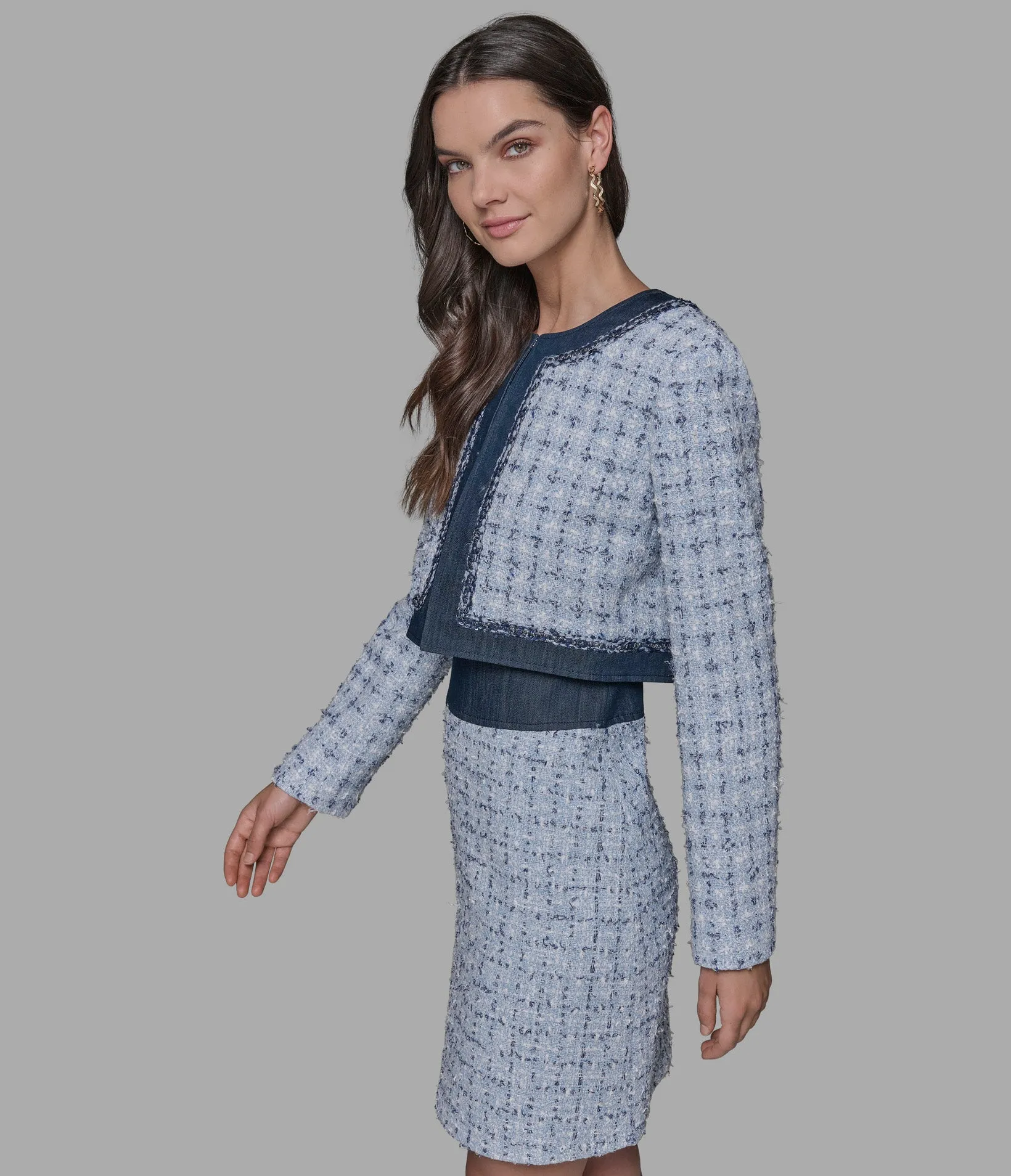 LONG SLEEVE BOUCLE DENIM LADY JACKET sold by Karl Lagerfeld Paris product image thumbnail 4