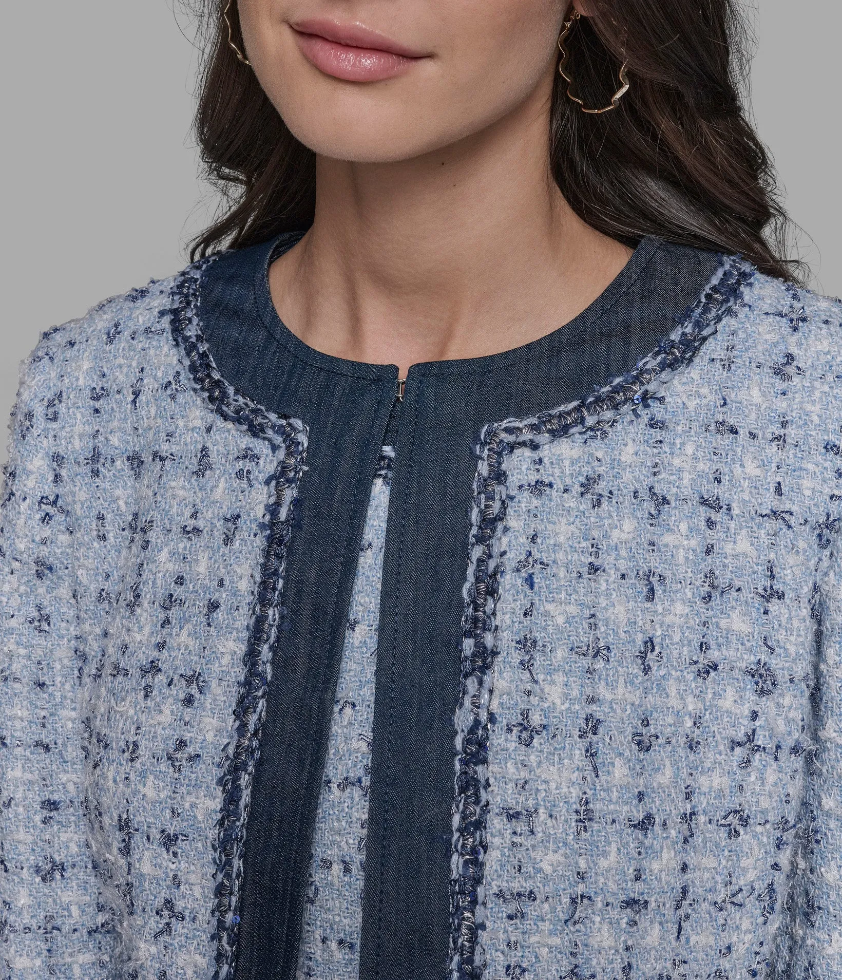 LONG SLEEVE BOUCLE DENIM LADY JACKET sold by Karl Lagerfeld Paris product image thumbnail 5