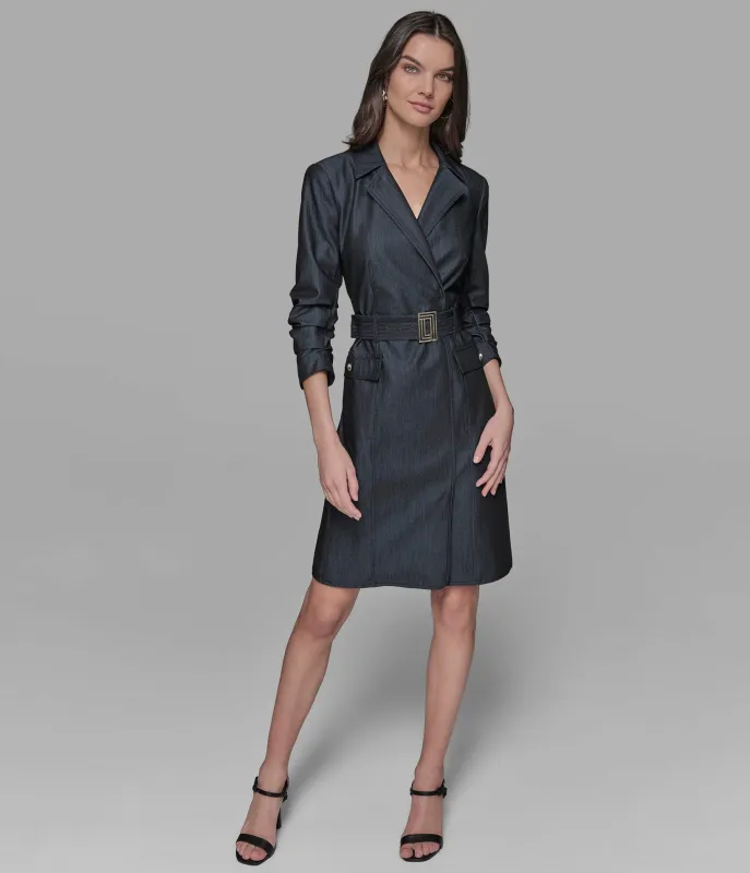 LONG SLEEVE BELTED SHIRT DRESS sold by Karl Lagerfeld Paris