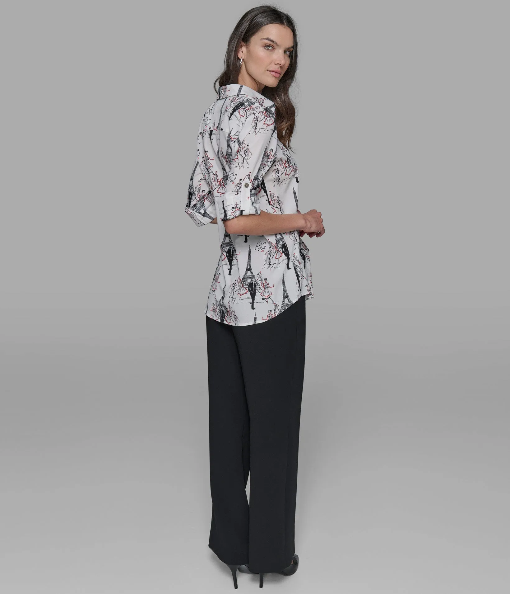 LONG SLEEVE BUTTON FRONT BLOUSE sold by Karl Lagerfeld Paris product image thumbnail 2