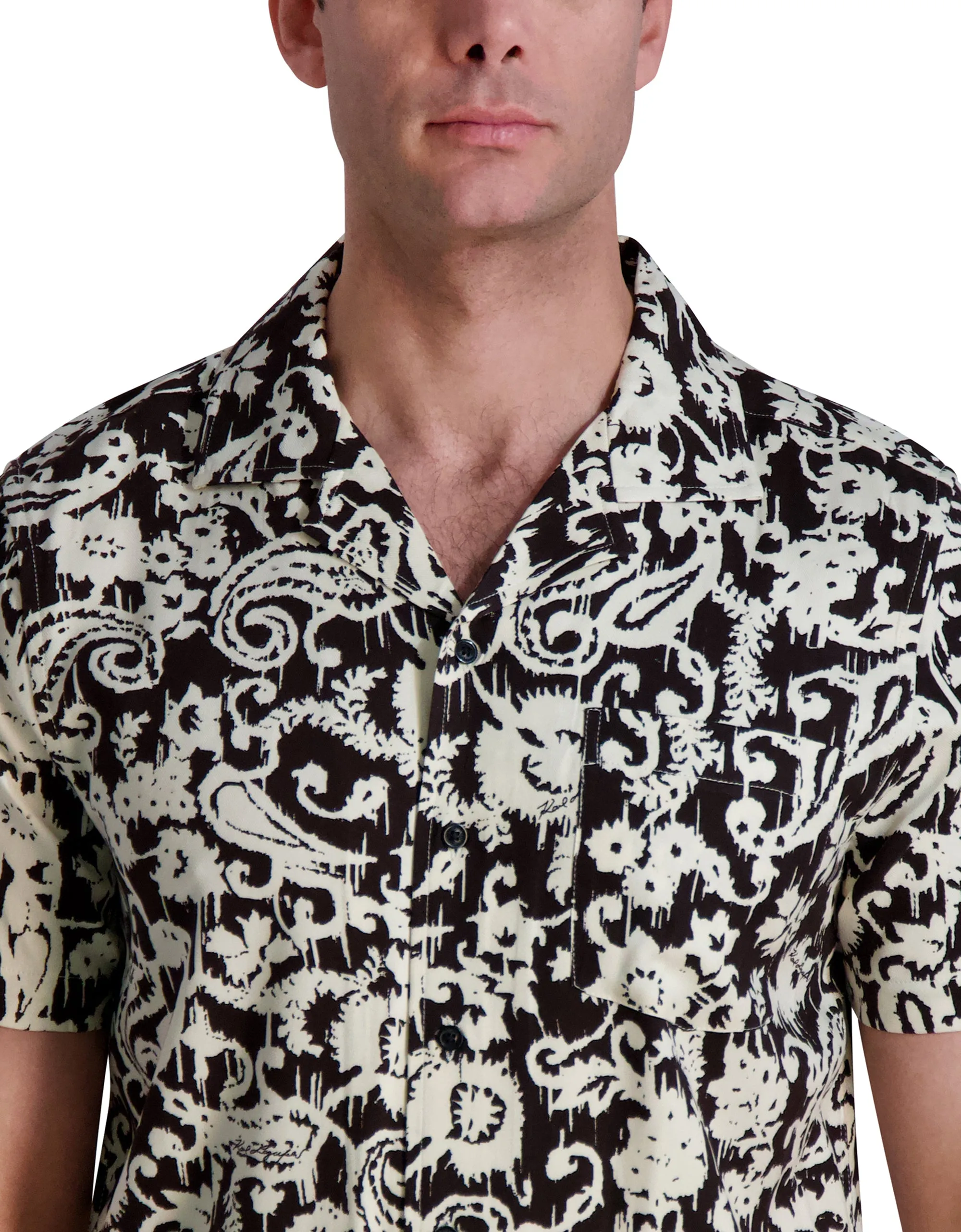 FLORAL PRINT SHORT SLEEVE CAMP SHIRT sold by Karl Lagerfeld Paris product image thumbnail 5