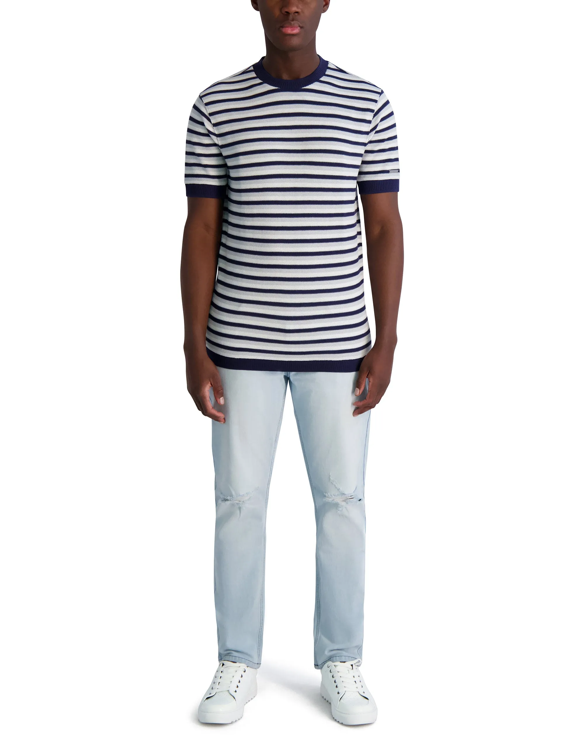 KNIT STRIPE SHORT SLEEVE TEE sold by Karl Lagerfeld Paris product image thumbnail 4