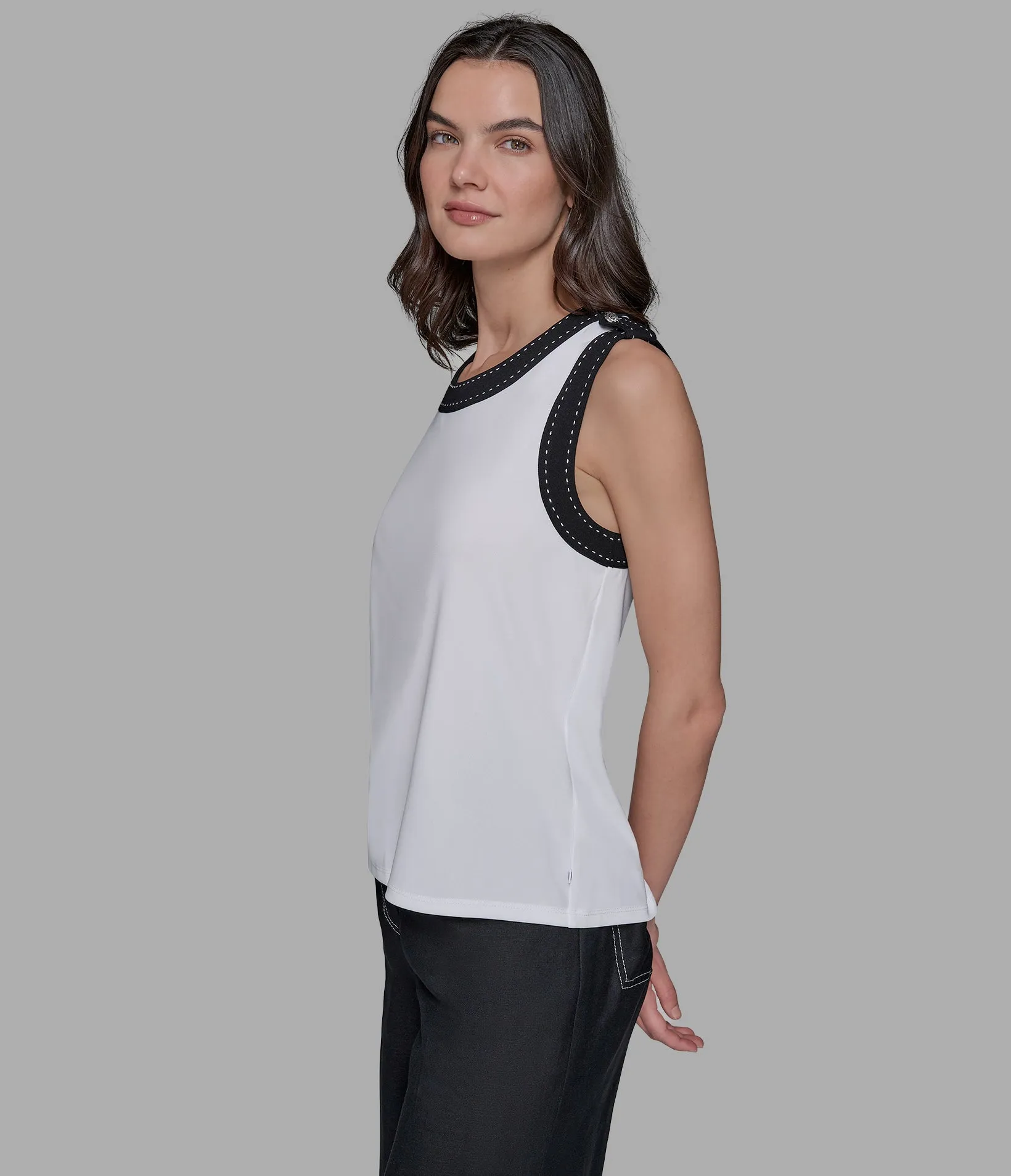 TANK TOP WITH BUTTON sold by Karl Lagerfeld Paris product image thumbnail 5