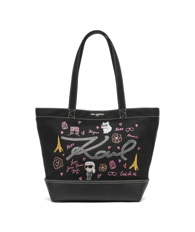 【在庫有即発】Karl Lagerfeld CANNES CANVAS TOTE C'EST LA VIE Cannes North South Tote | Totes | Karl Lagerfeld Paris