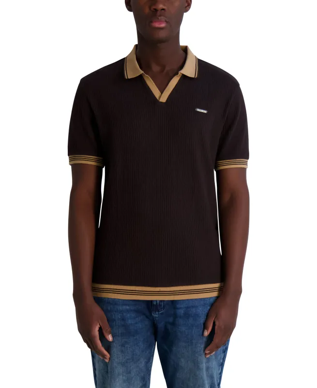TEXTURED JOHNNY COLLAR POLO sold by Karl Lagerfeld Paris