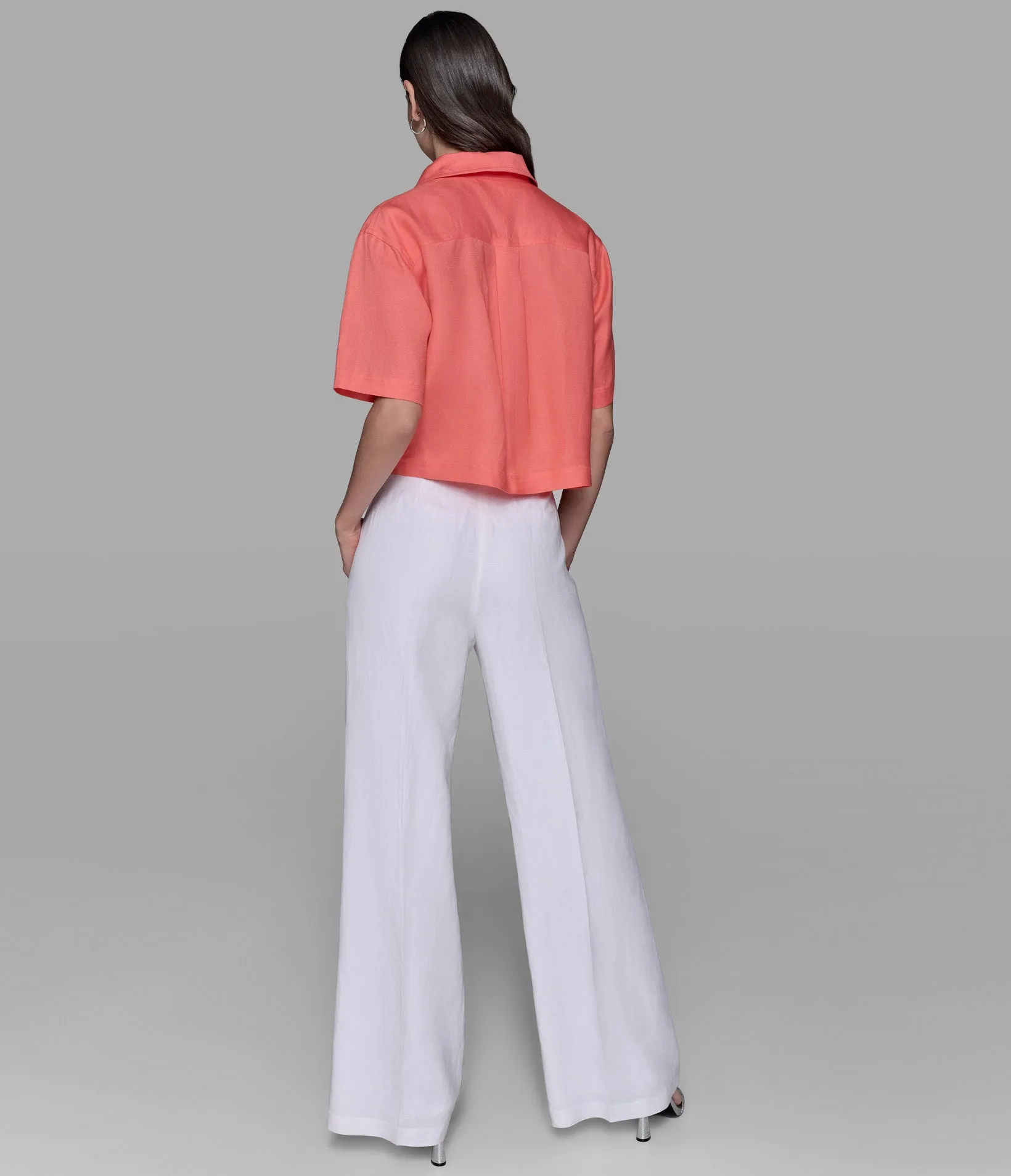 SHORT SLEEVE SOLID CAMP SHIRT sold by Karl Lagerfeld Paris product image thumbnail 2