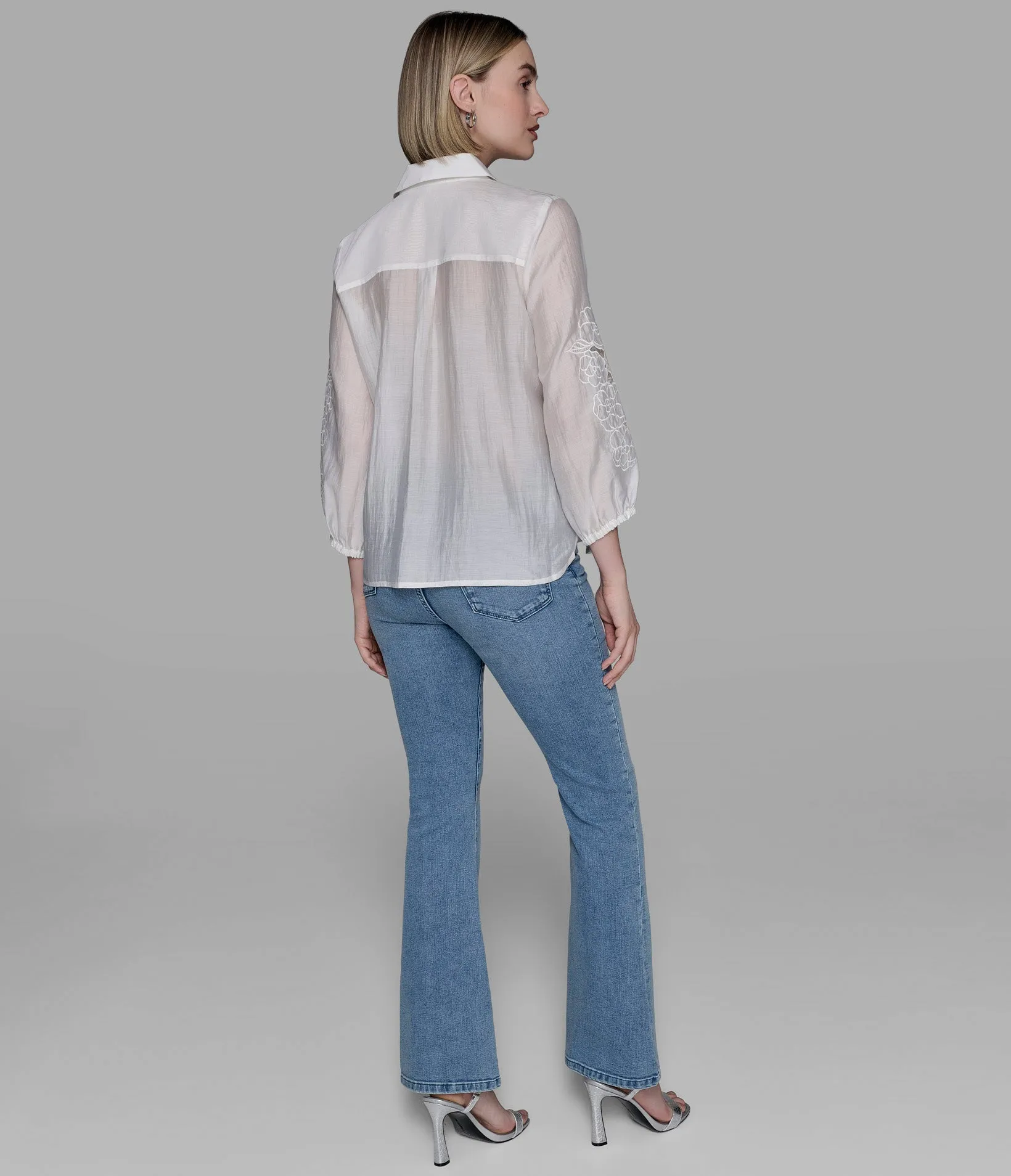 EMBELLISHED SHIRT WITH EYELET SLEEVE sold by Karl Lagerfeld Paris product image thumbnail 2