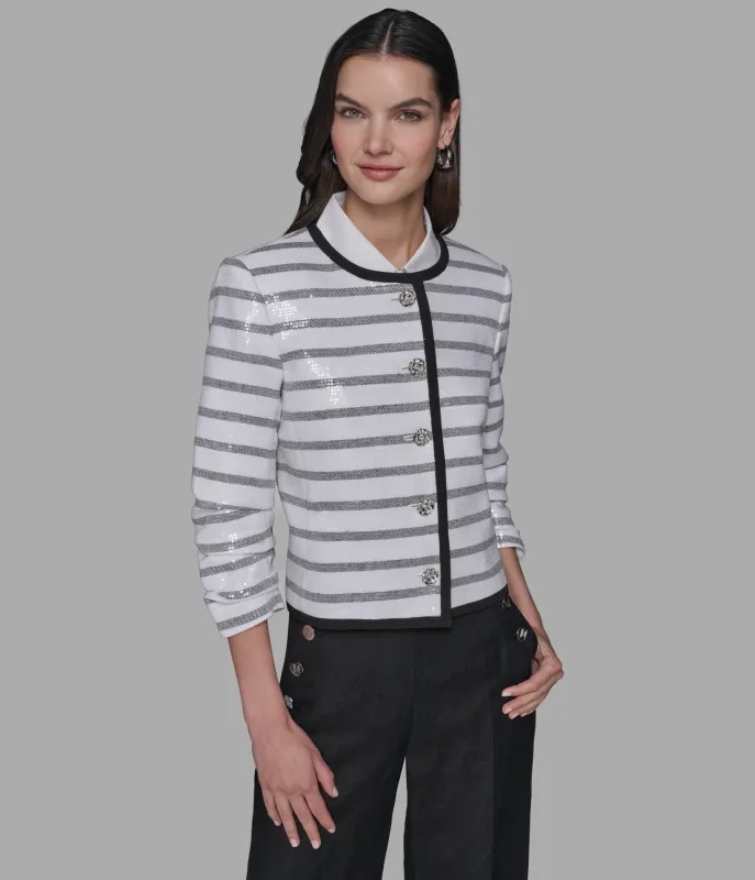 SEQUIN STRIPE LADY JACKET sold by Karl Lagerfeld Paris