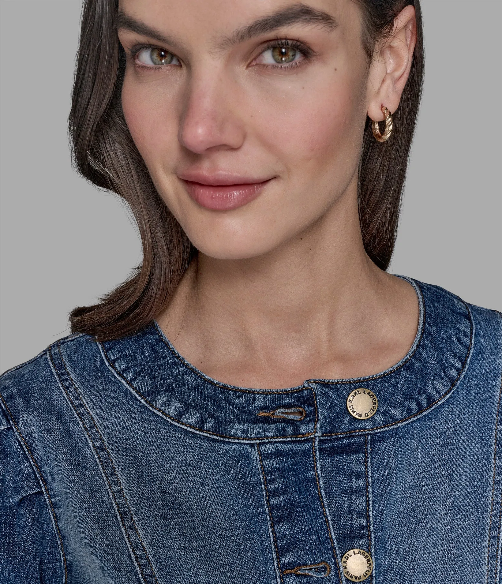 COLLARLESS DENIM JACKET sold by Karl Lagerfeld Paris product image thumbnail 5