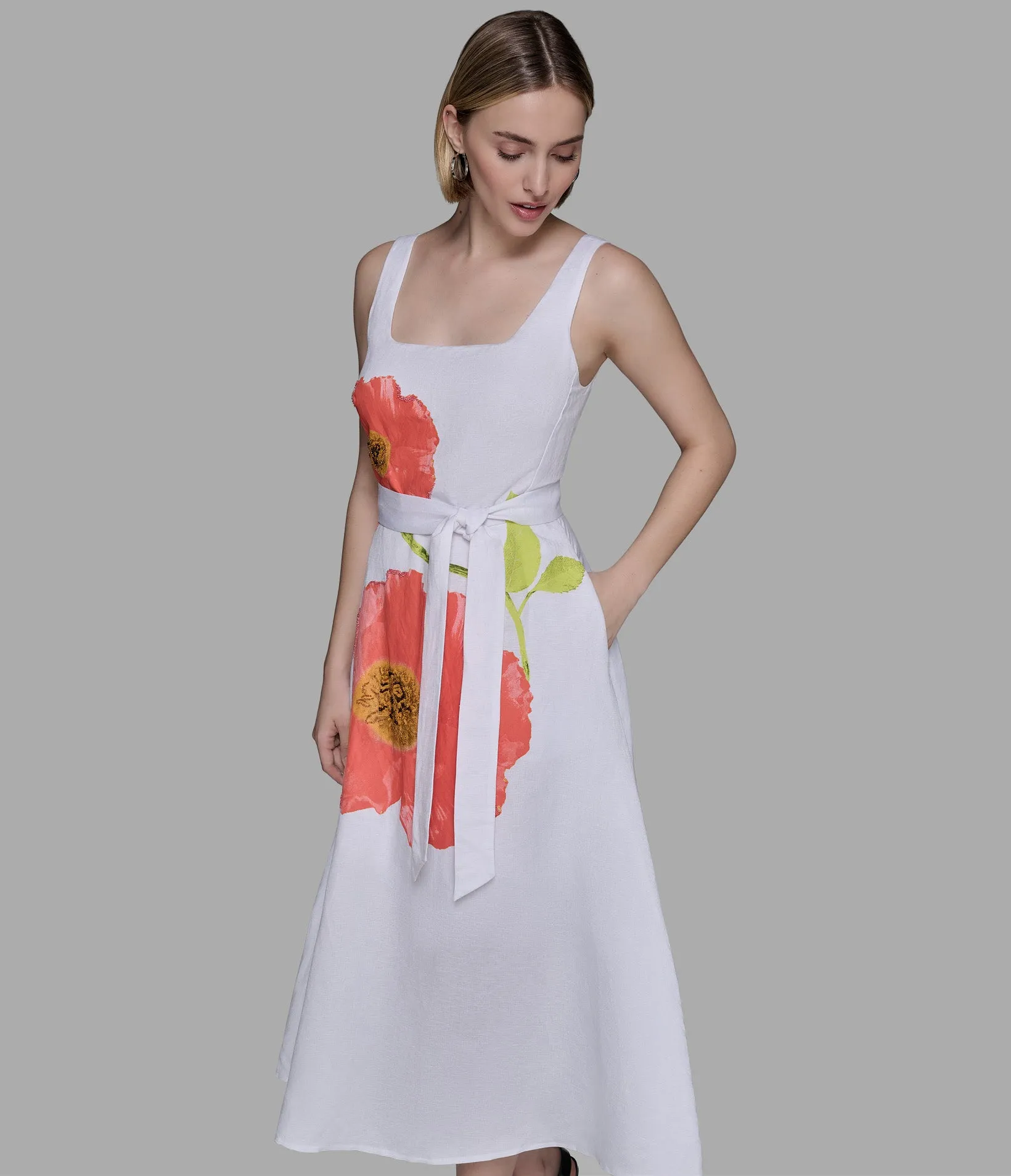 SLEEVELESS PRINTED MIDI DRESS sold by Karl Lagerfeld Paris product image thumbnail 4