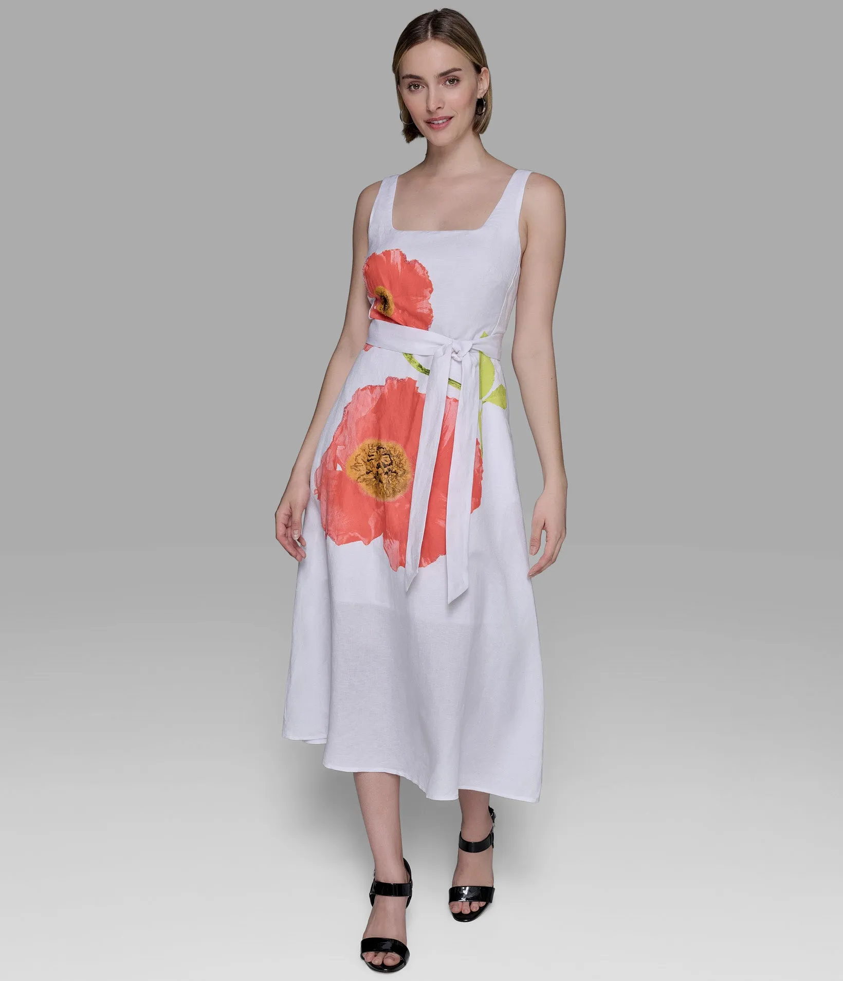 SLEEVELESS PRINTED MIDI DRESS sold by Karl Lagerfeld Paris