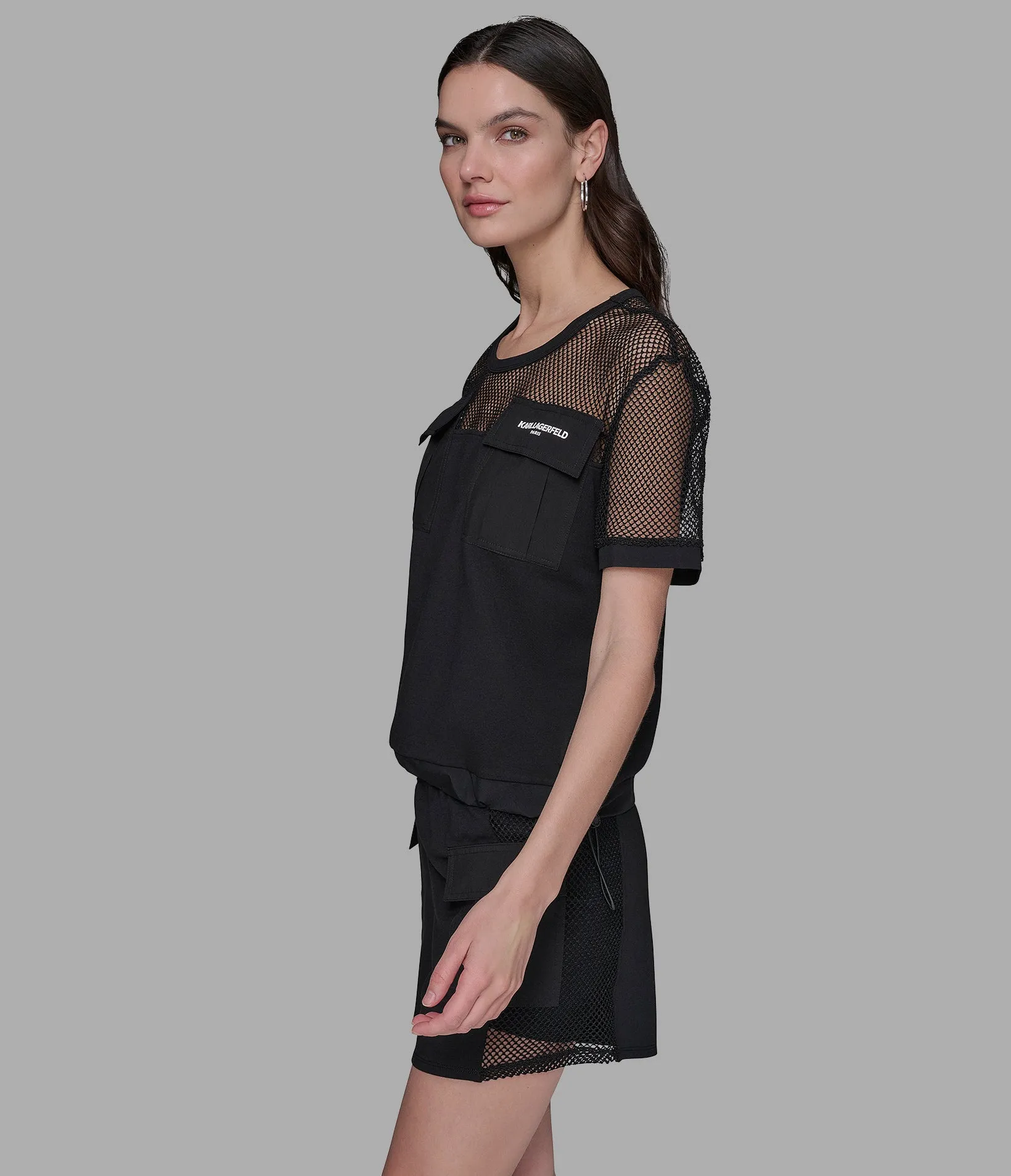 SHORT SLEEVE MESH LOGO TEE sold by Karl Lagerfeld Paris product image thumbnail 2