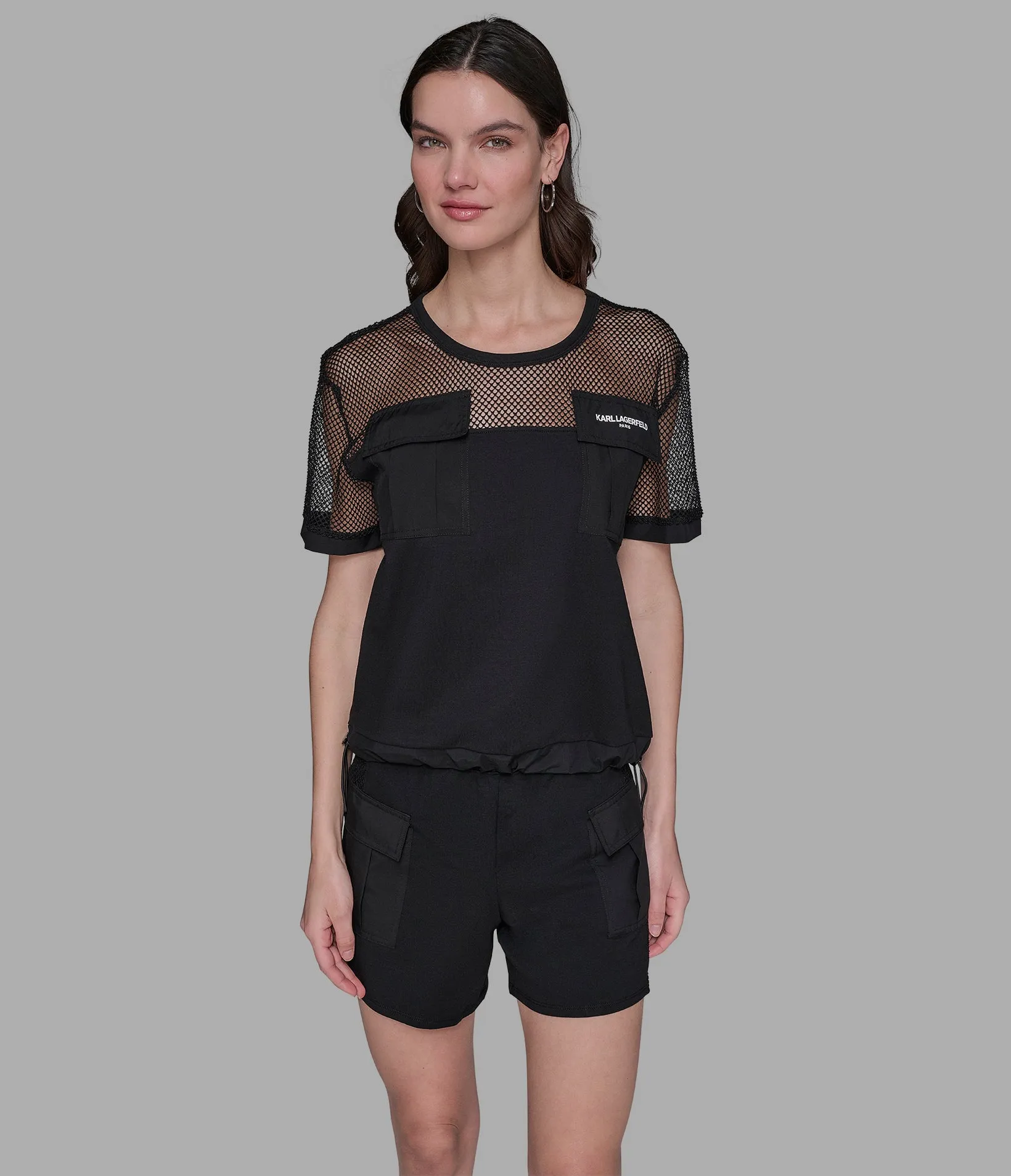 SHORT SLEEVE MESH LOGO TEE sold by Karl Lagerfeld Paris