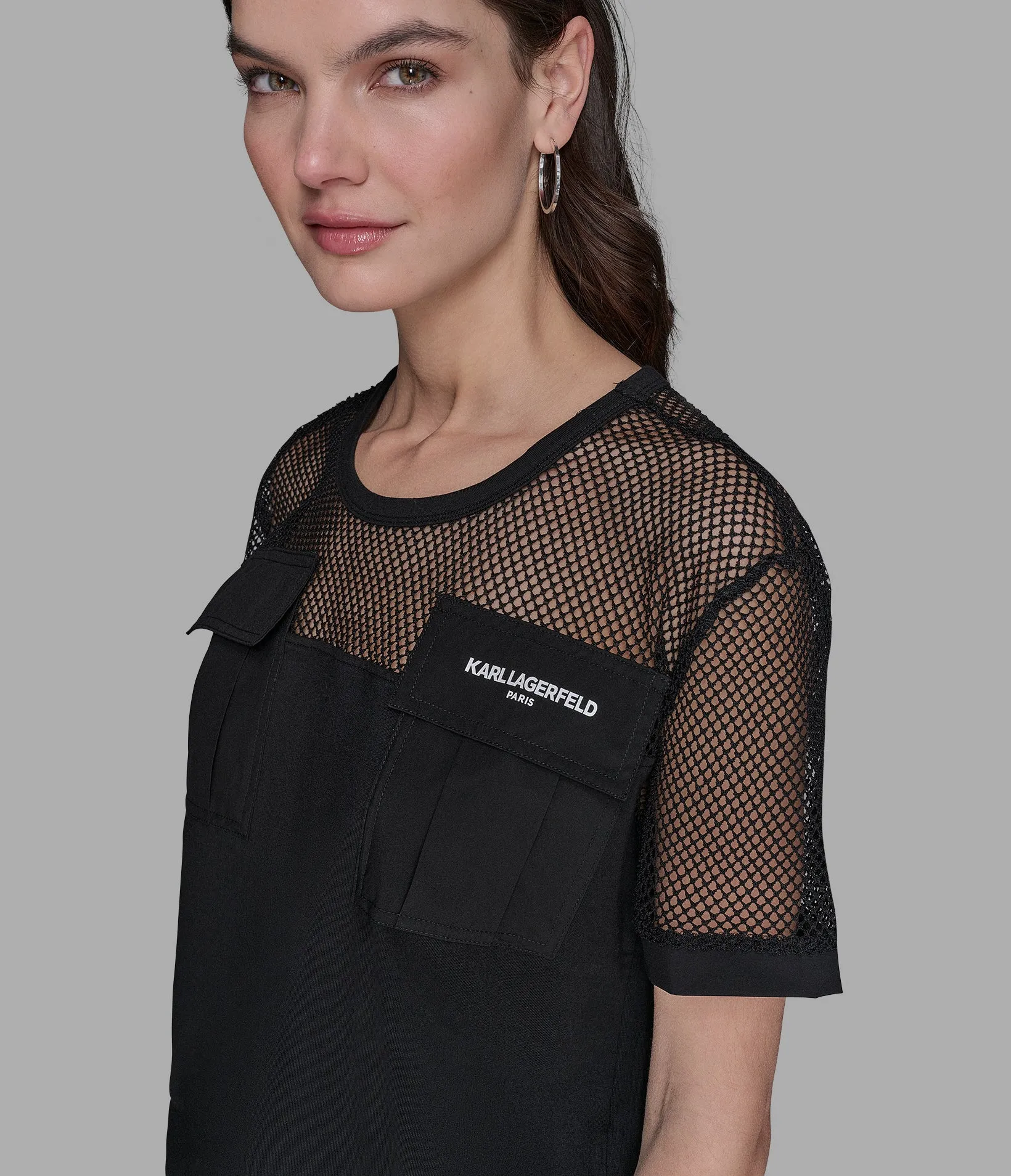 SHORT SLEEVE MESH LOGO TEE sold by Karl Lagerfeld Paris product image thumbnail 5