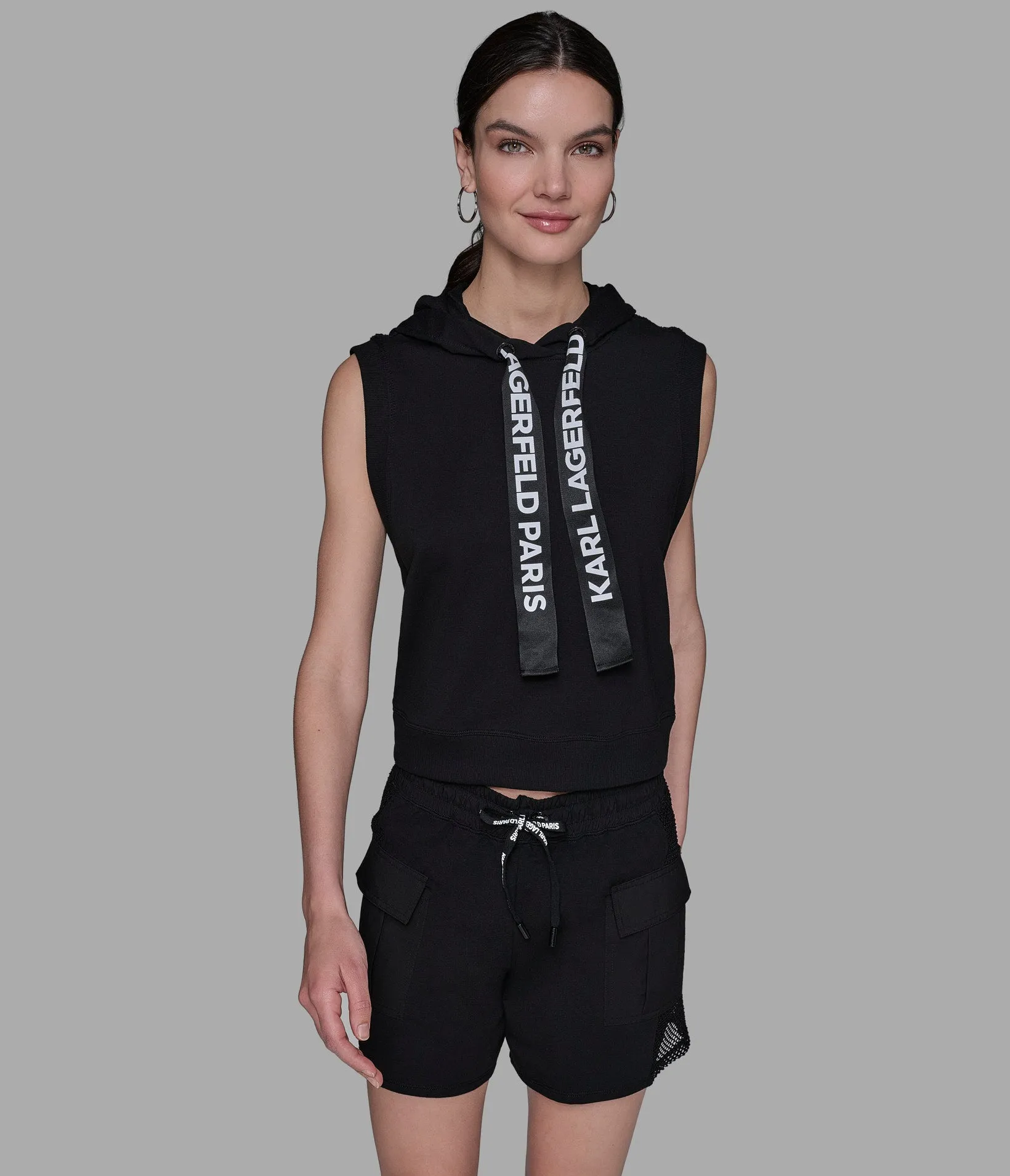 SLEEVELESS LOGO MESH HOODIE sold by Karl Lagerfeld Paris product image thumbnail 4
