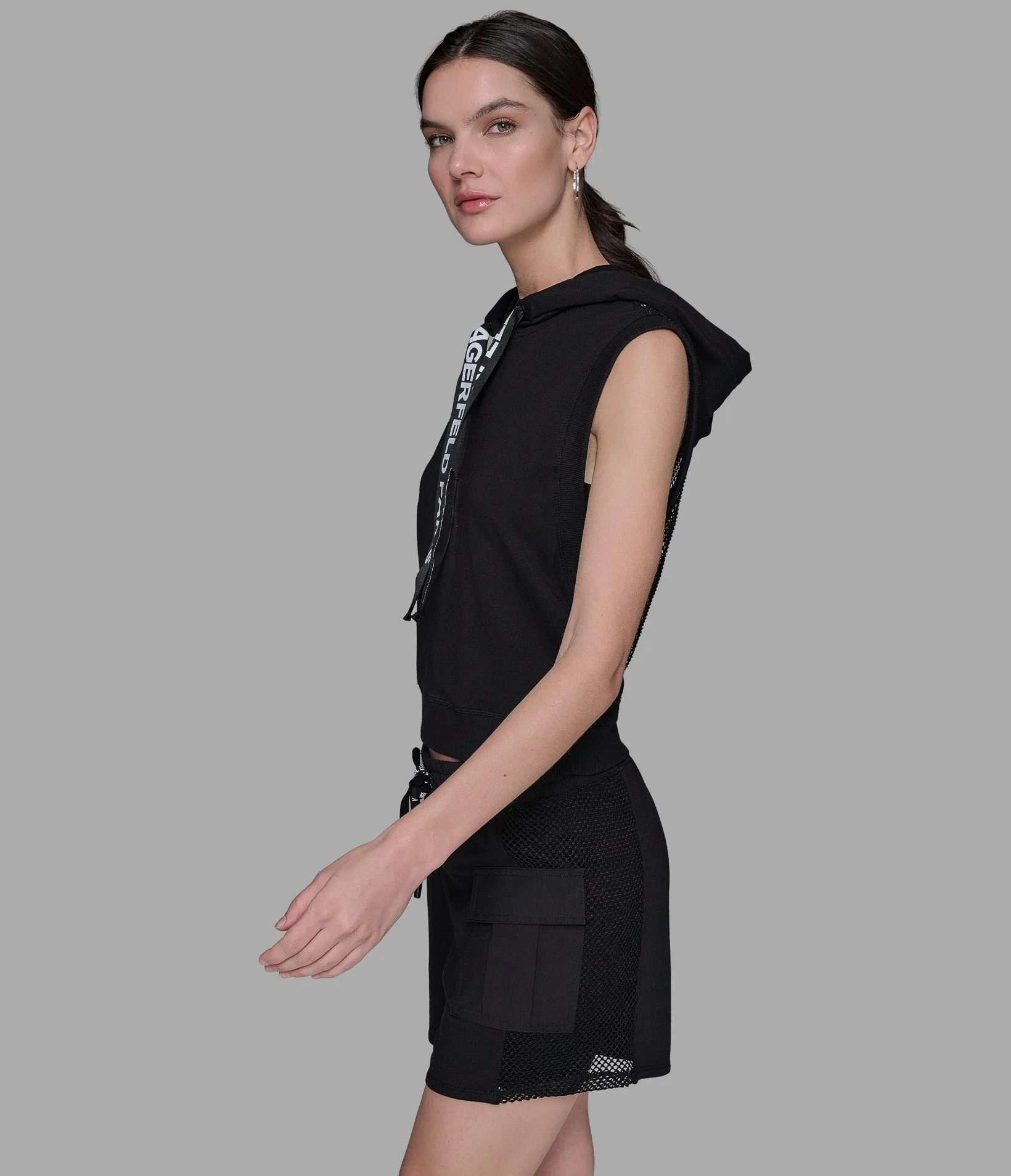 SLEEVELESS LOGO MESH HOODIE sold by Karl Lagerfeld Paris product image thumbnail 2