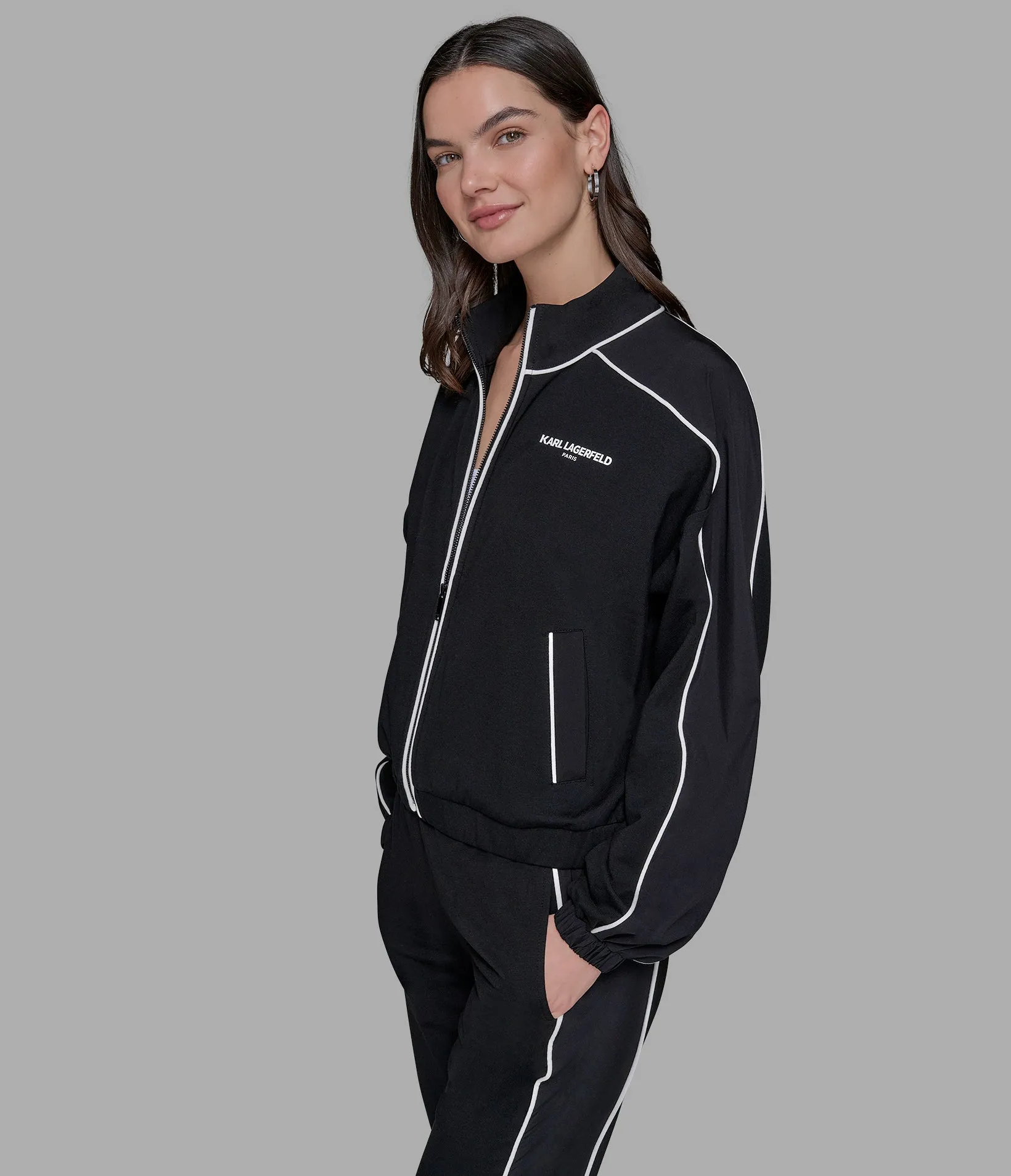 TIPPED CROP TRACK JACKET sold by Karl Lagerfeld Paris product image thumbnail 4