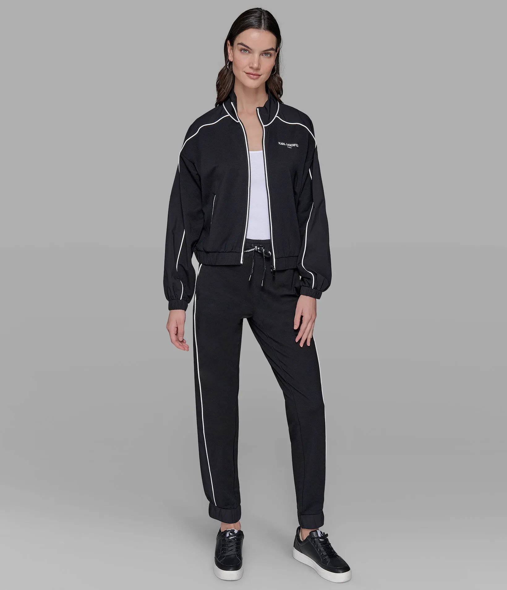 TIPPED CROP TRACK JACKET sold by Karl Lagerfeld Paris product image thumbnail 3