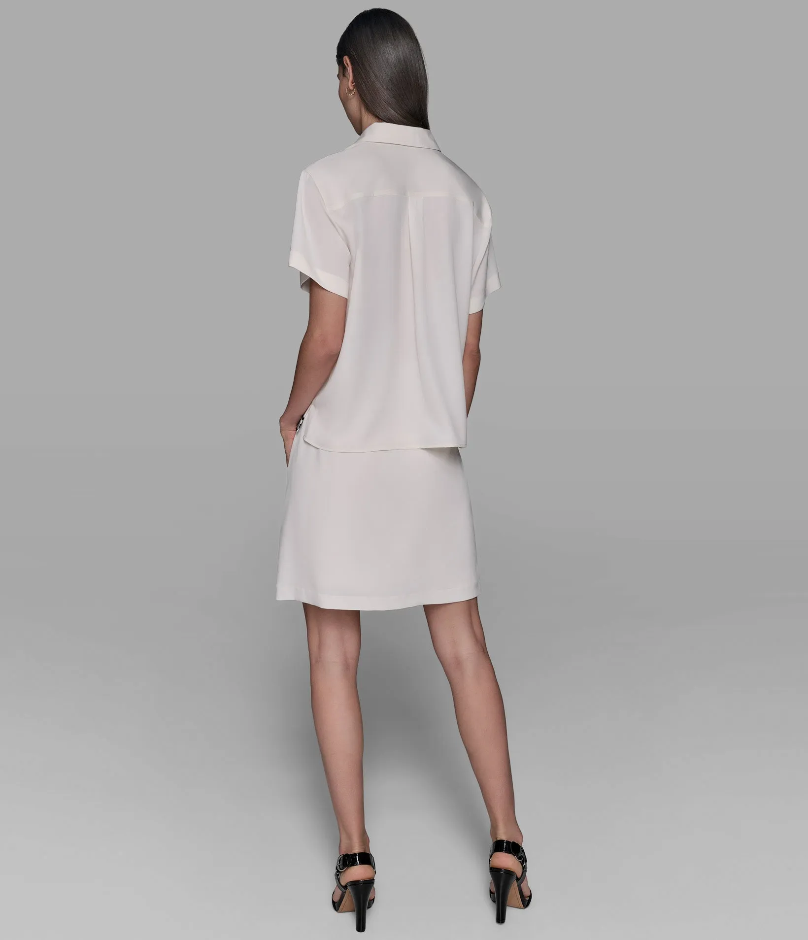 SHORT SLEEVE FLORAL PRINT SOFT BLOUSE sold by Karl Lagerfeld Paris product image thumbnail 2