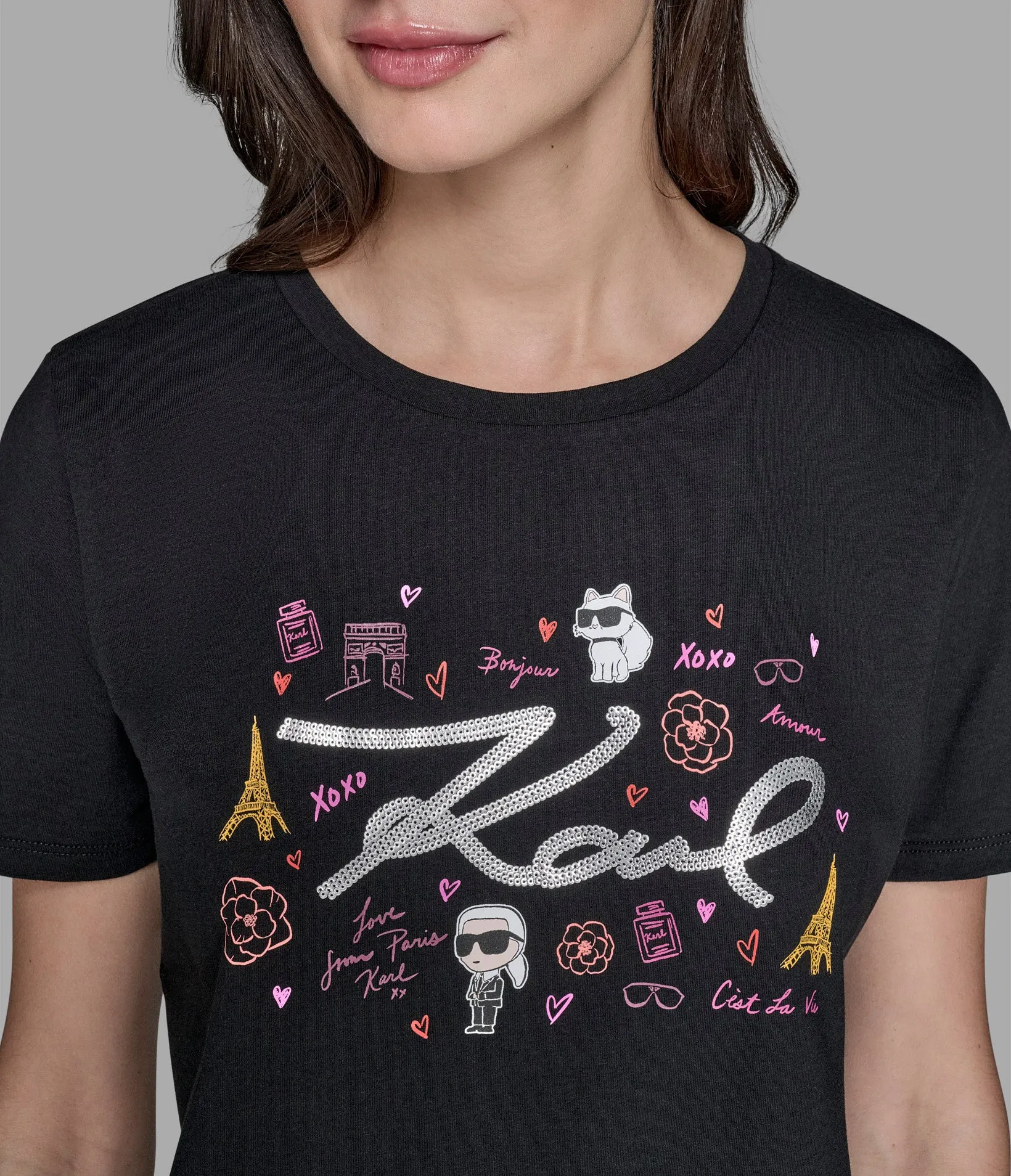 KARL SCRIPT WHIMSY TEE sold by Karl Lagerfeld Paris product image thumbnail 5