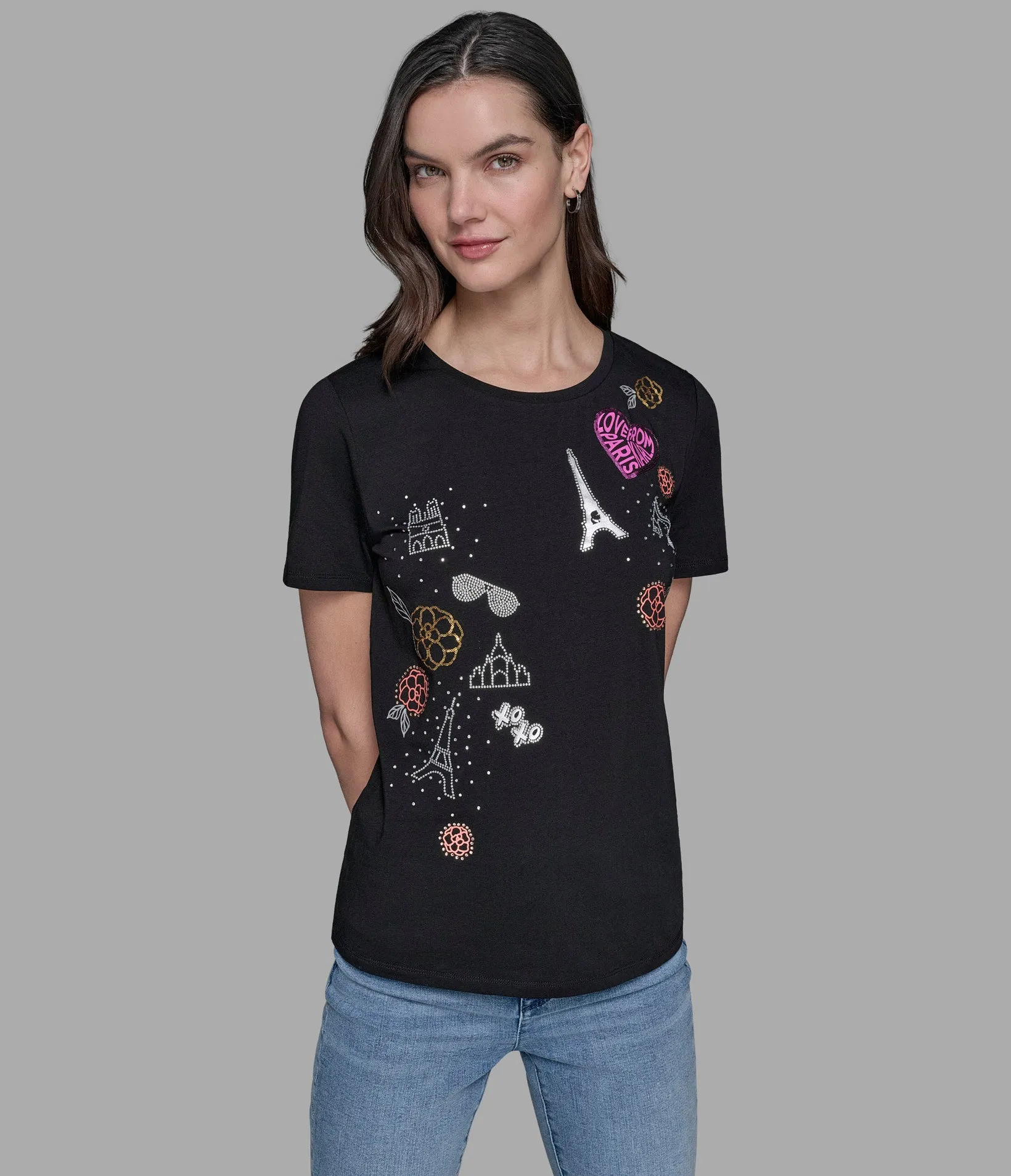 LUXE EMBELLISHED WHIMSY TEE sold by Karl Lagerfeld Paris