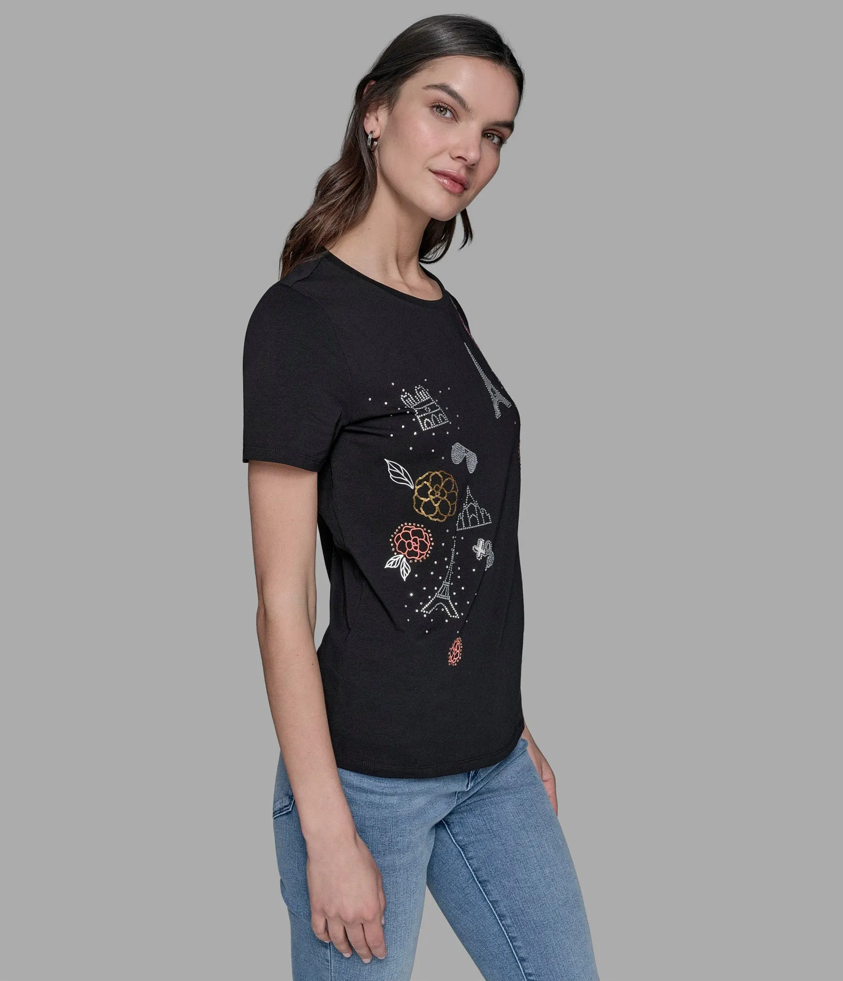 LUXE EMBELLISHED WHIMSY TEE sold by Karl Lagerfeld Paris product image thumbnail 4