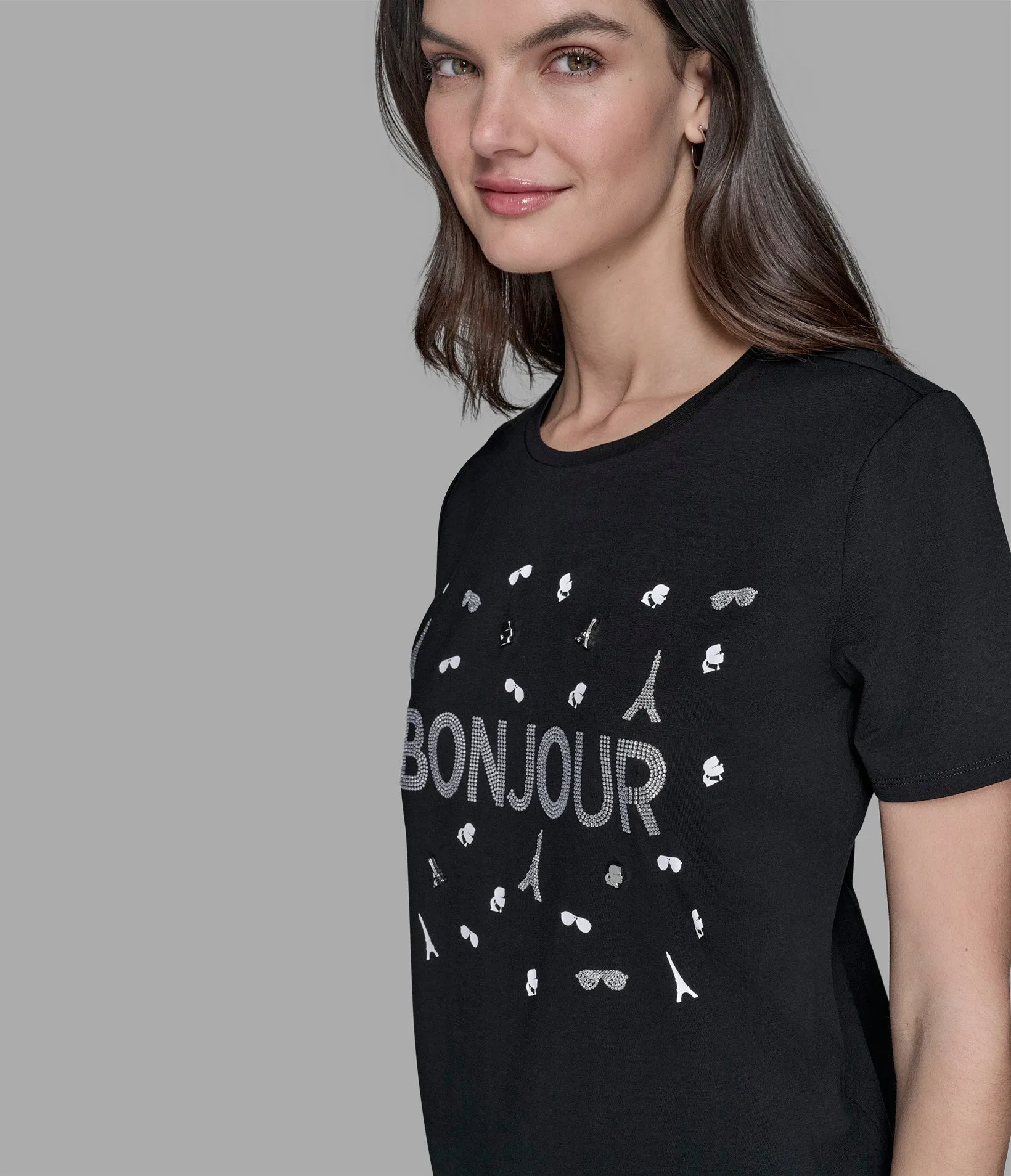 LUXE BONJOUR WHIMSY PINS TEE sold by Karl Lagerfeld Paris product image thumbnail 5