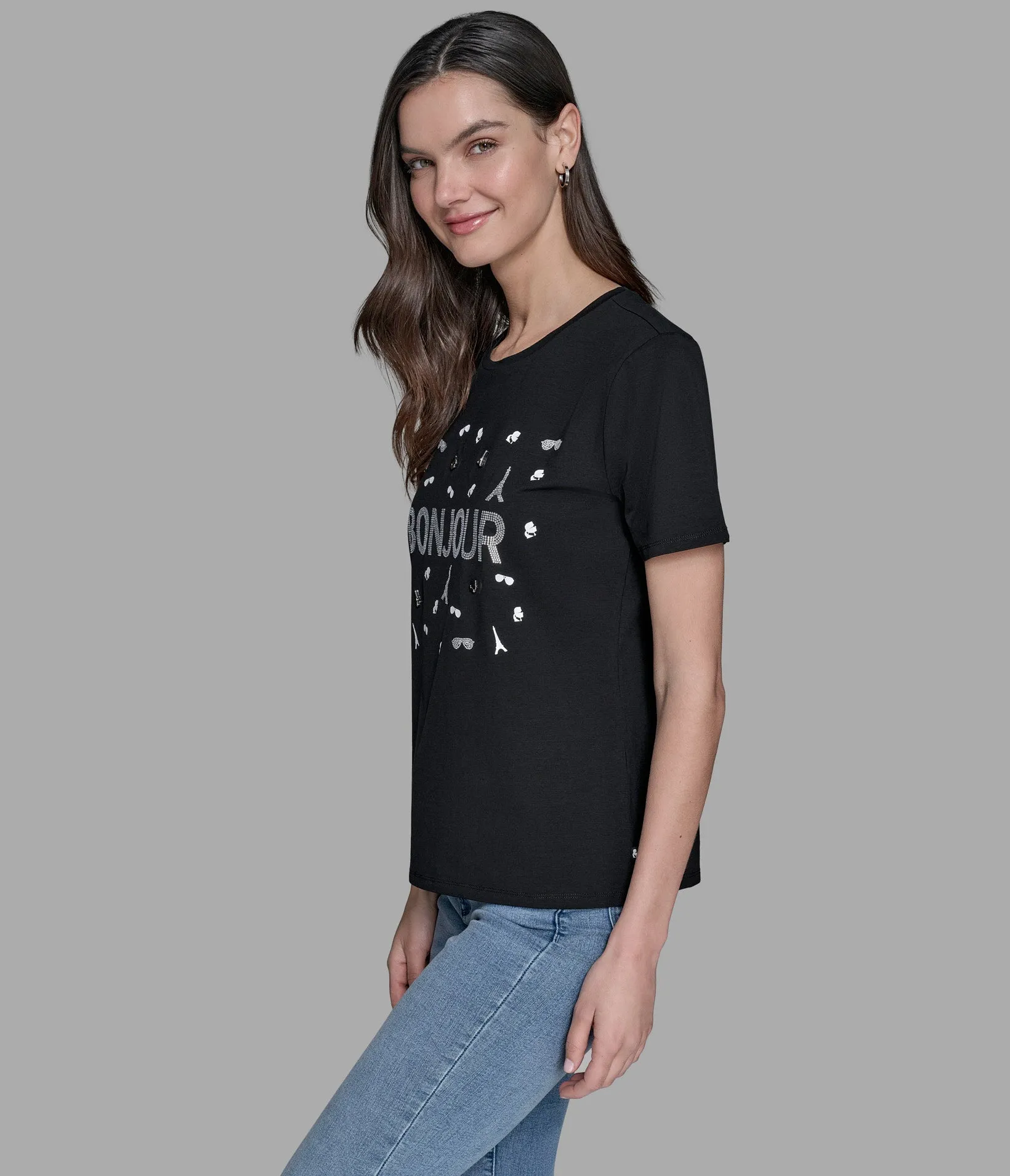 LUXE BONJOUR WHIMSY PINS TEE sold by Karl Lagerfeld Paris product image thumbnail 4
