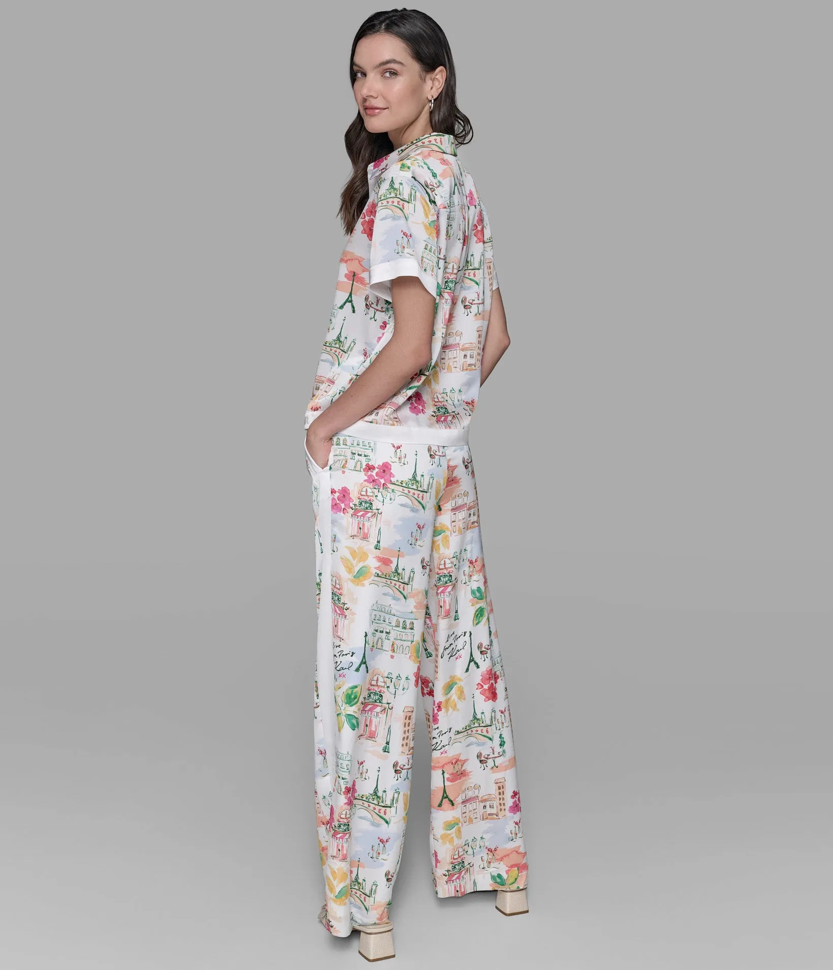 SHORT SLEEVE SILKY CAMP SHIRT sold by Karl Lagerfeld Paris product image thumbnail 2