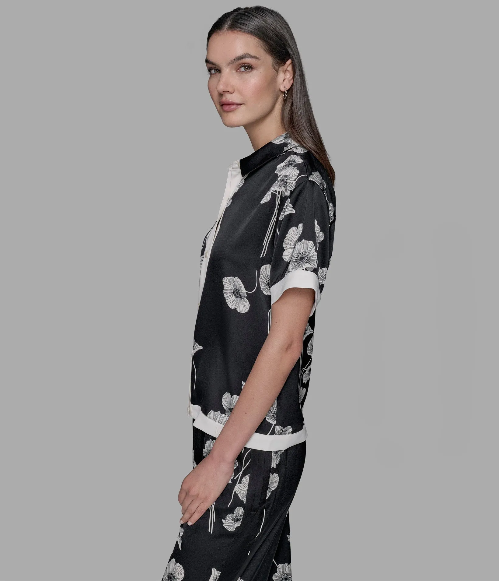 SHORT SLEEVE SILKY CAMP SHIRT sold by Karl Lagerfeld Paris product image thumbnail 2