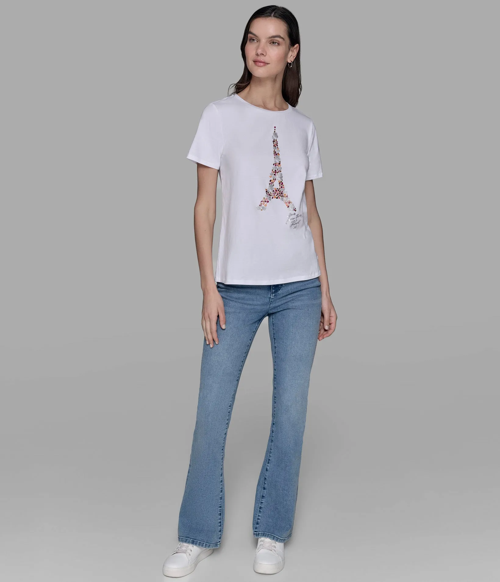 LUXE EMBELLISHED EIFFEL TOWER TEE sold by Karl Lagerfeld Paris product image thumbnail 3