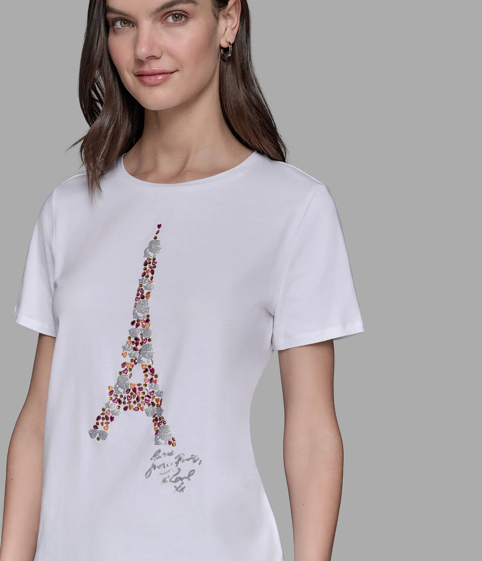 LUXE EMBELLISHED EIFFEL TOWER TEE sold by Karl Lagerfeld Paris product image thumbnail 5