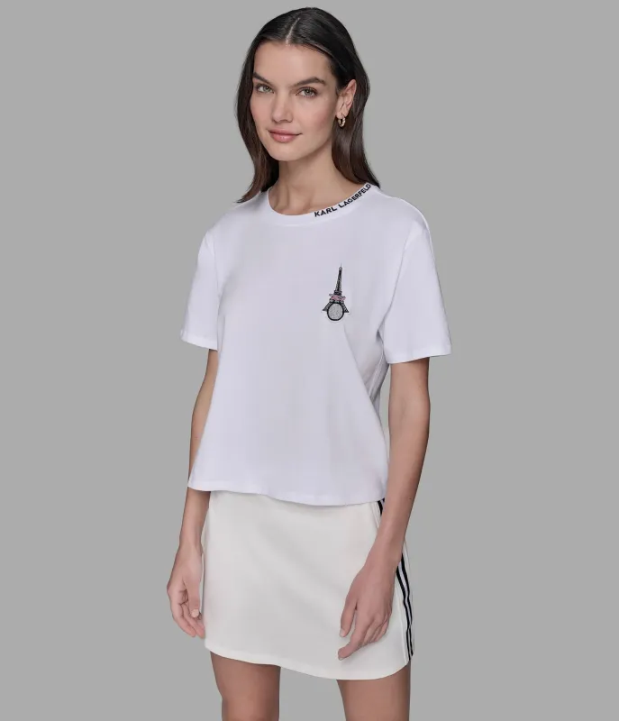 RACQUET PATCH LOGO TEE sold by Karl Lagerfeld Paris