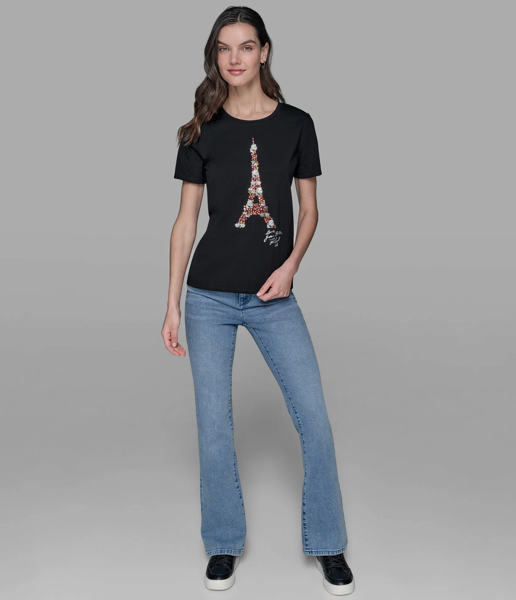 LUXE EMBELLISHED EIFFEL TOWER TEE sold by Karl Lagerfeld Paris product image thumbnail 3