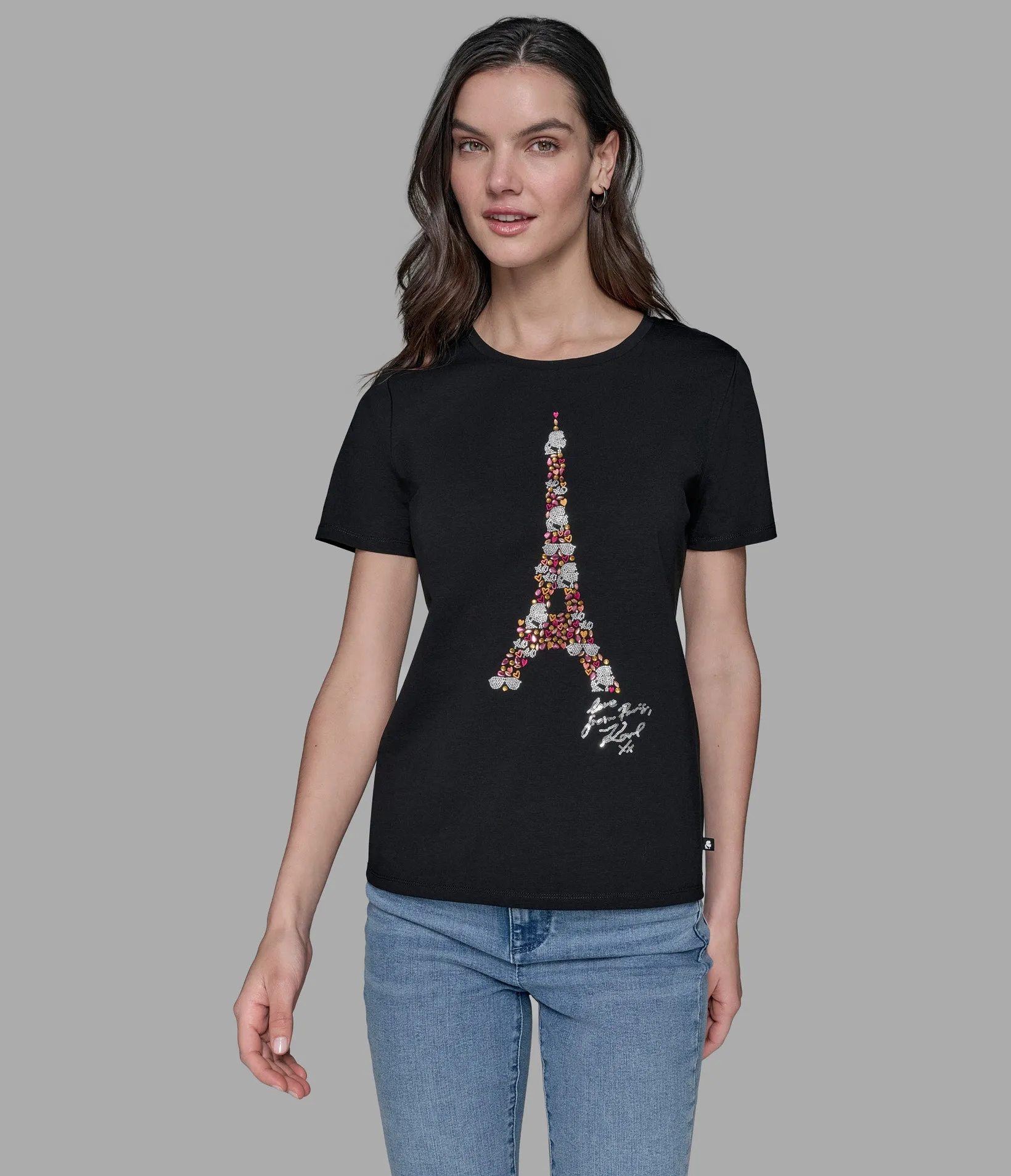 LUXE EMBELLISHED EIFFEL TOWER TEE sold by Karl Lagerfeld Paris