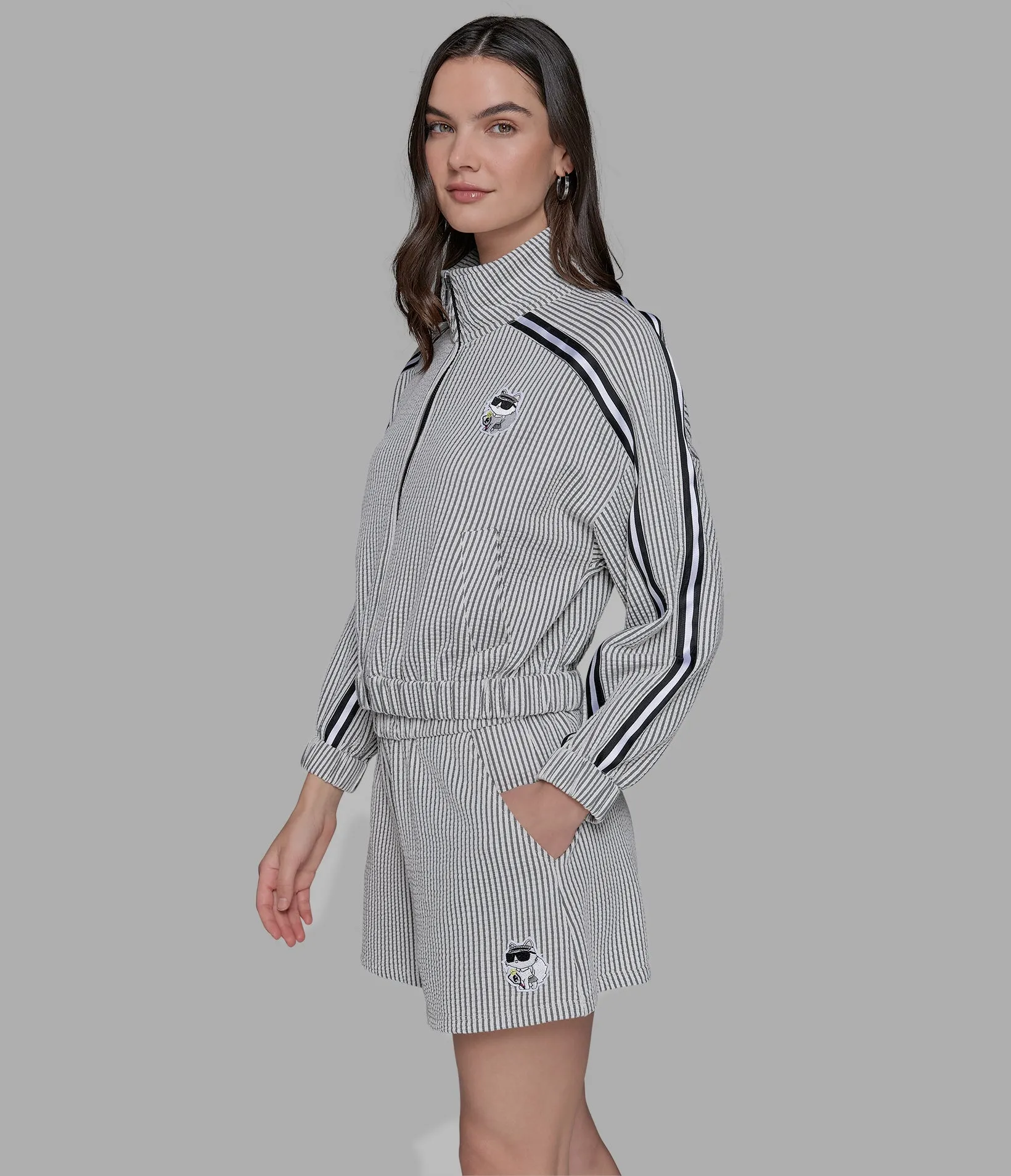 SEERSUCKER TRACK JACKET WITH PATCH sold by Karl Lagerfeld Paris product image thumbnail 2