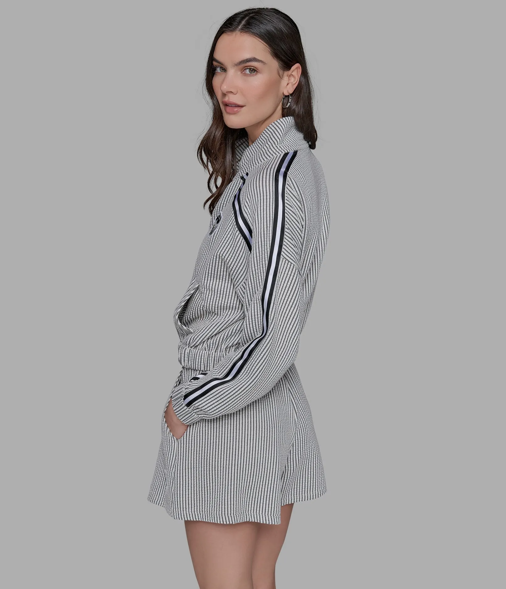 SEERSUCKER TRACK JACKET WITH PATCH sold by Karl Lagerfeld Paris product image thumbnail 4