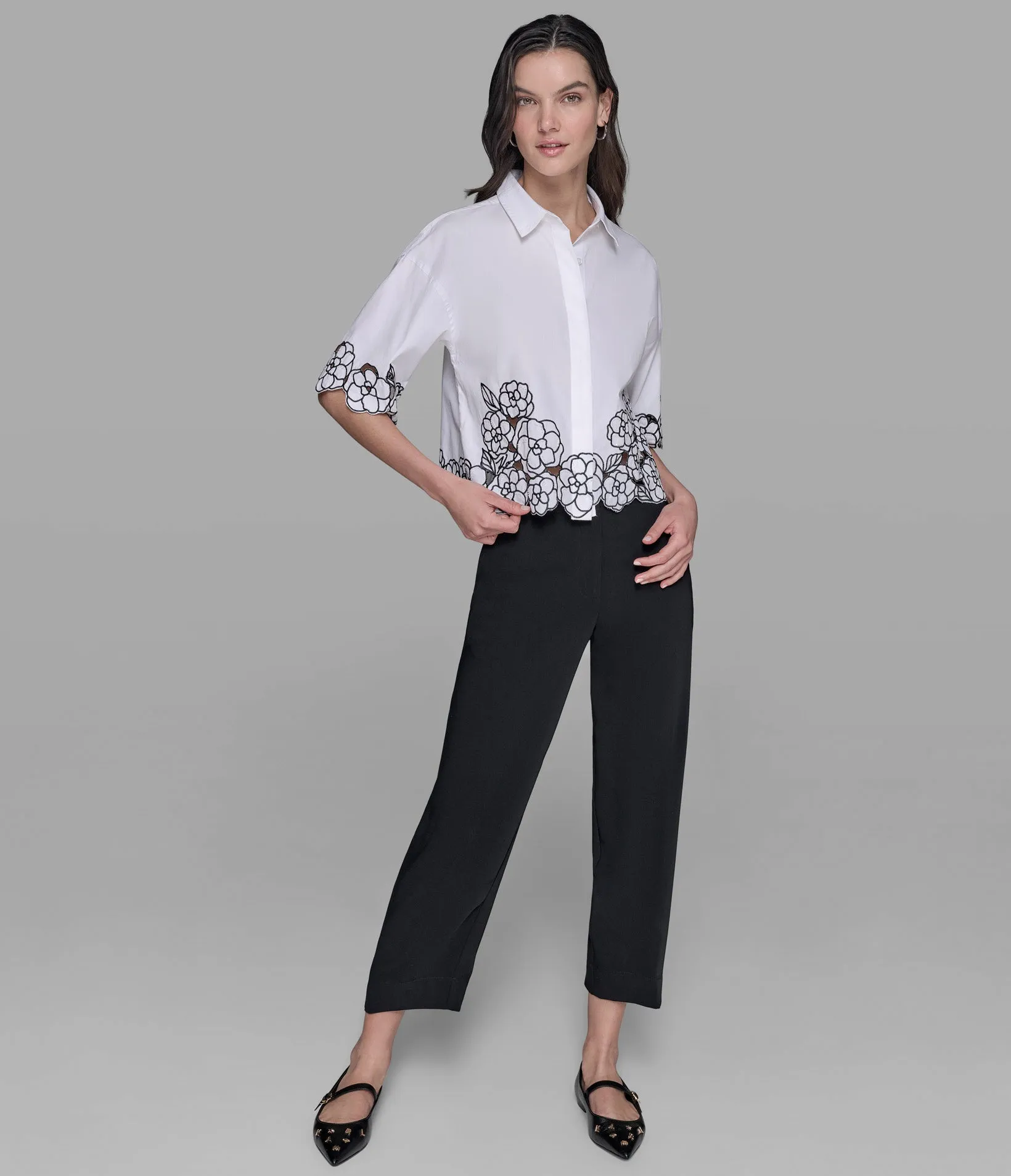 FLORAL OUTLINE POPLIN SHIRT sold by Karl Lagerfeld Paris product image thumbnail 3