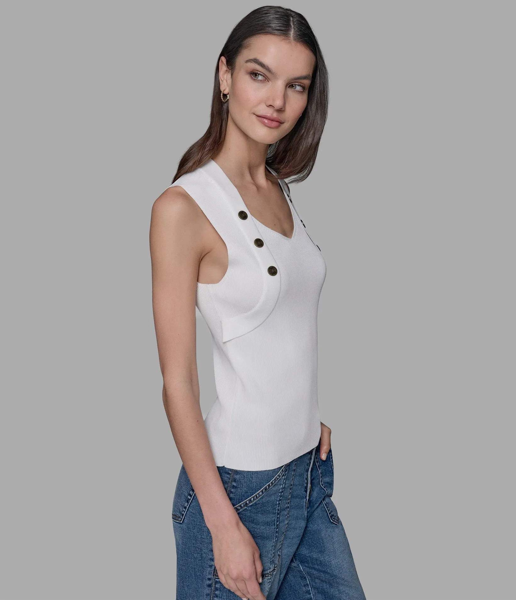 SWEATER TANK WITH BUTTONS sold by Karl Lagerfeld Paris product image thumbnail 4