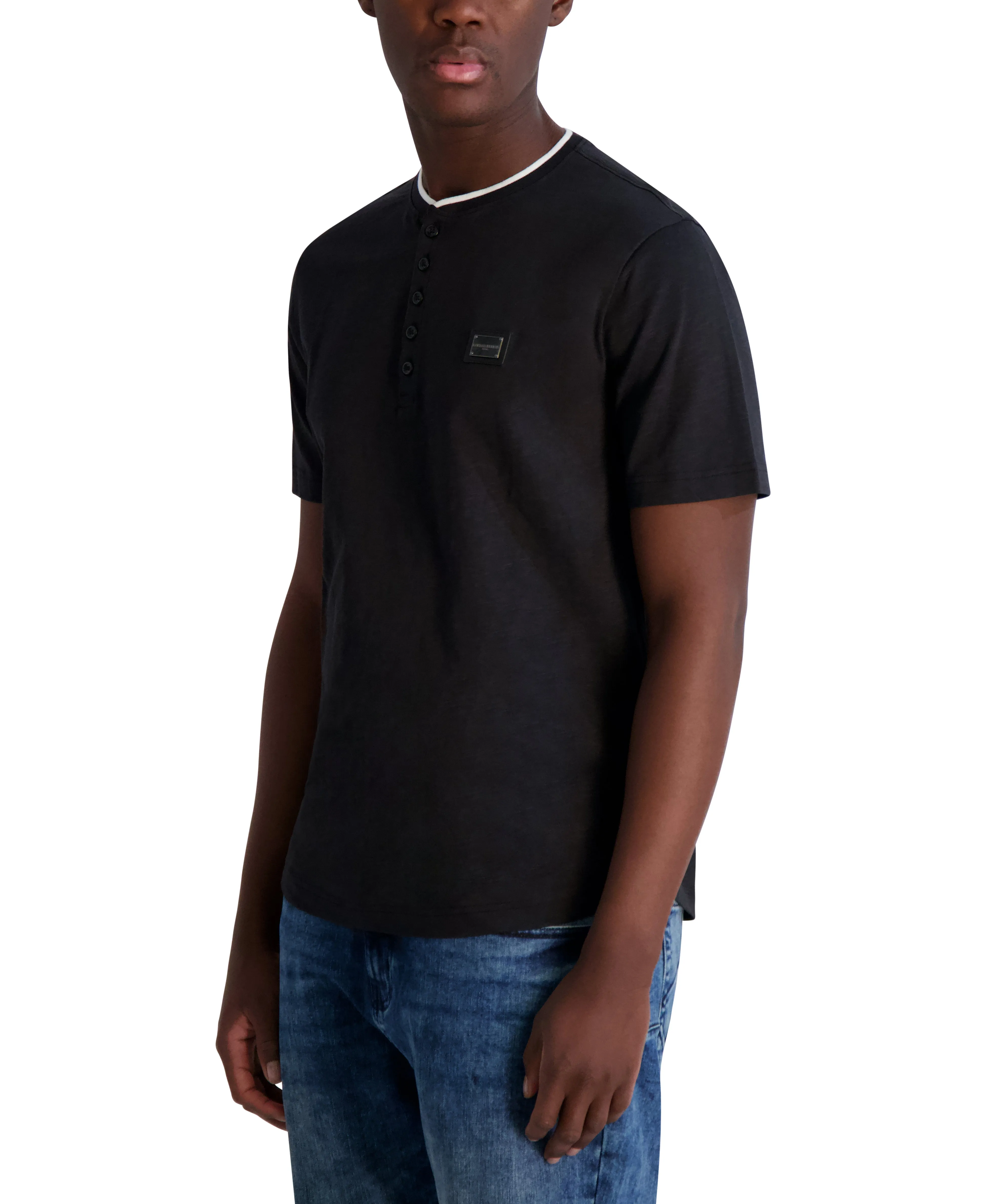 KARL LOGO PLATE HENLEY TEE sold by Karl Lagerfeld Paris product image thumbnail 3