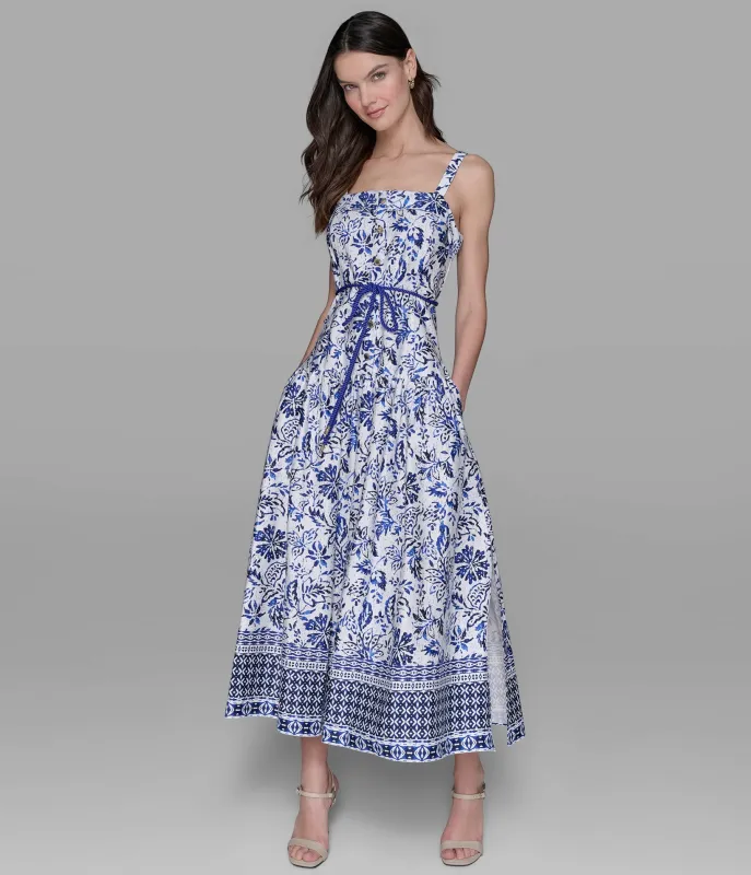 PRINTED MAXI DRESS WITH BELT sold by Karl Lagerfeld Paris
