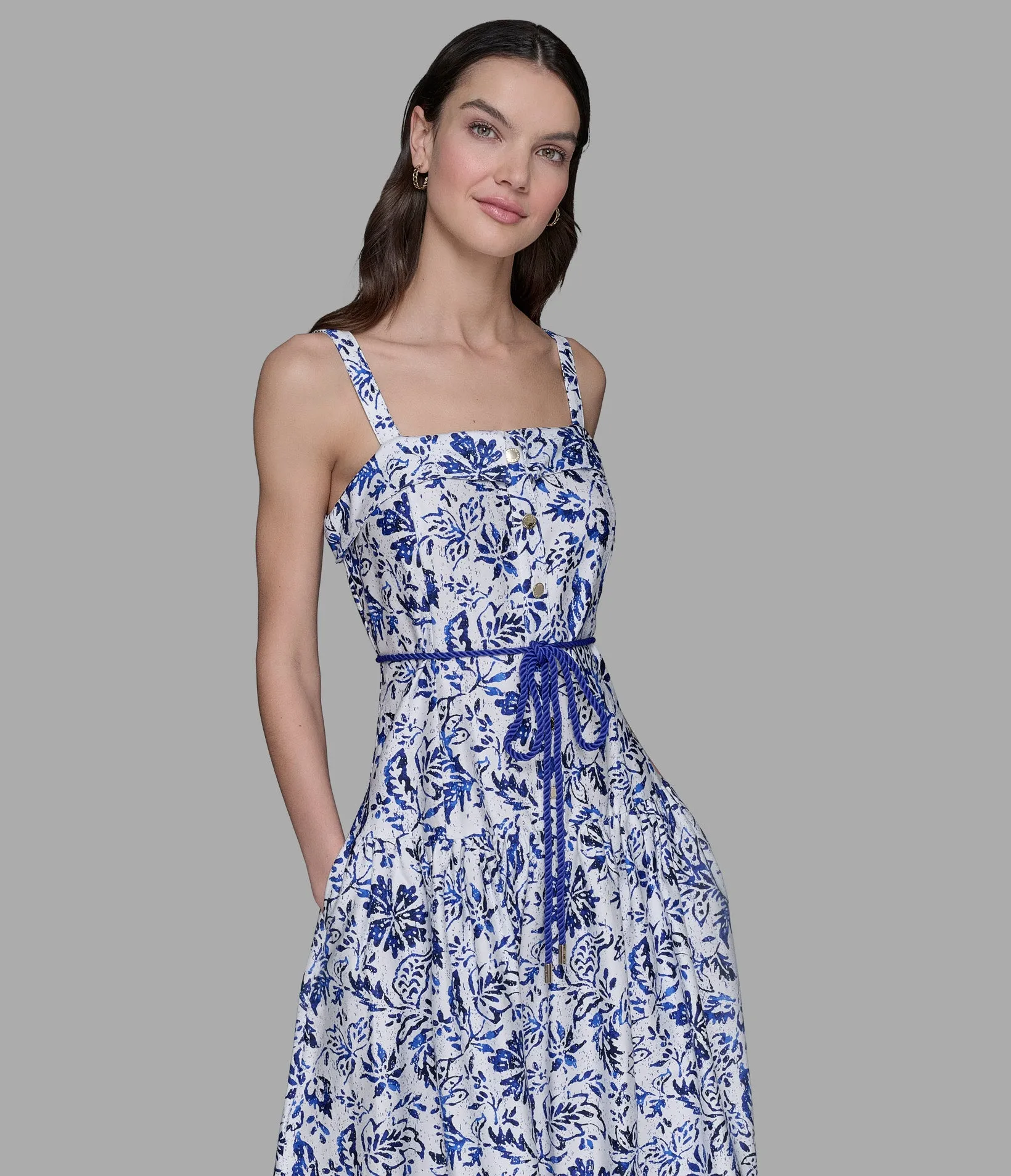 PRINTED MAXI DRESS WITH BELT sold by Karl Lagerfeld Paris product image thumbnail 4