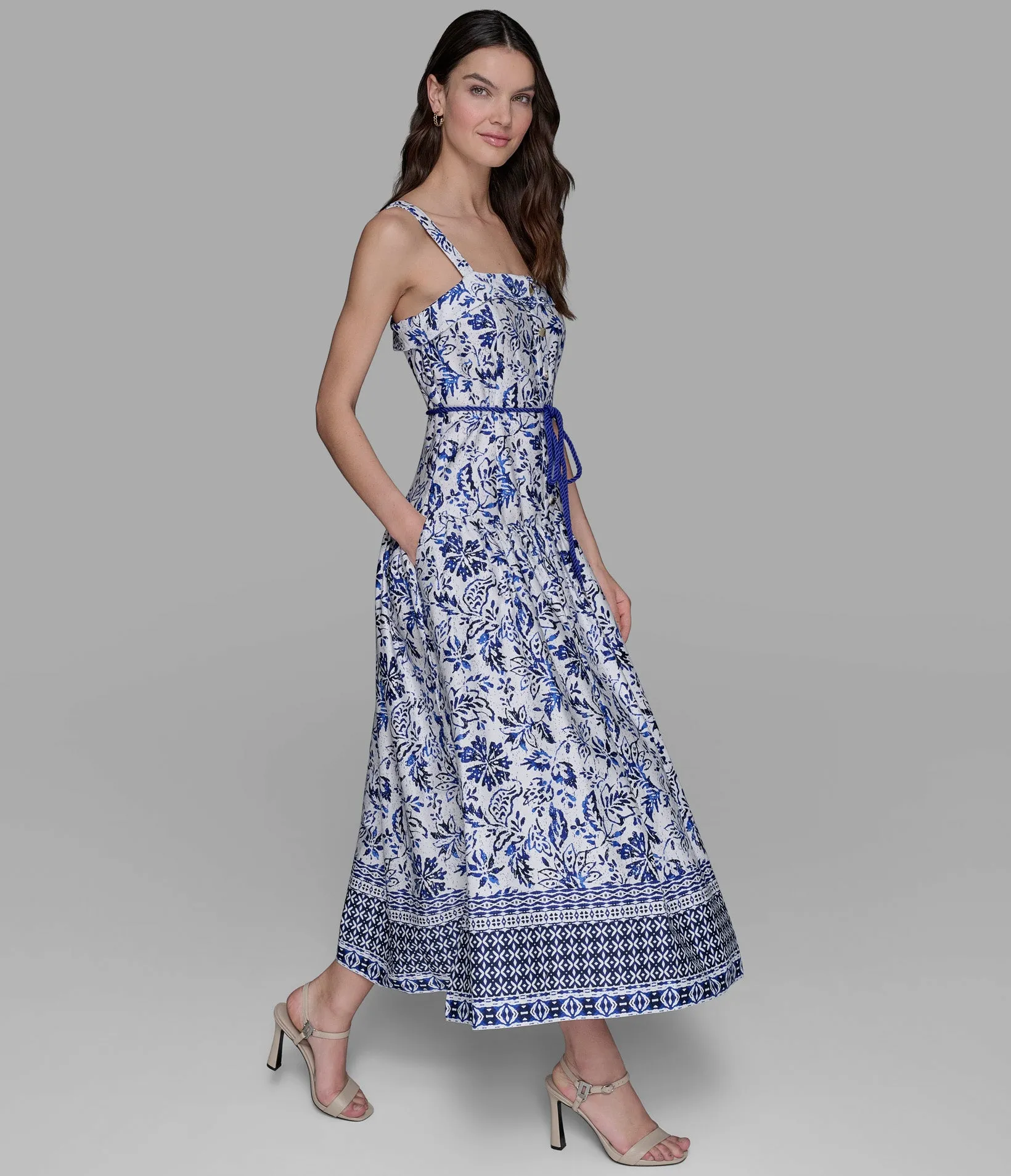 PRINTED MAXI DRESS WITH BELT sold by Karl Lagerfeld Paris product image thumbnail 3