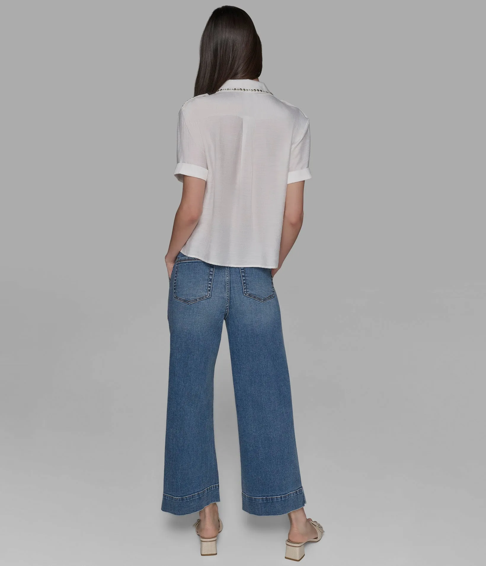 STUDDED WOVEN CAMP SHIRT sold by Karl Lagerfeld Paris product image thumbnail 2