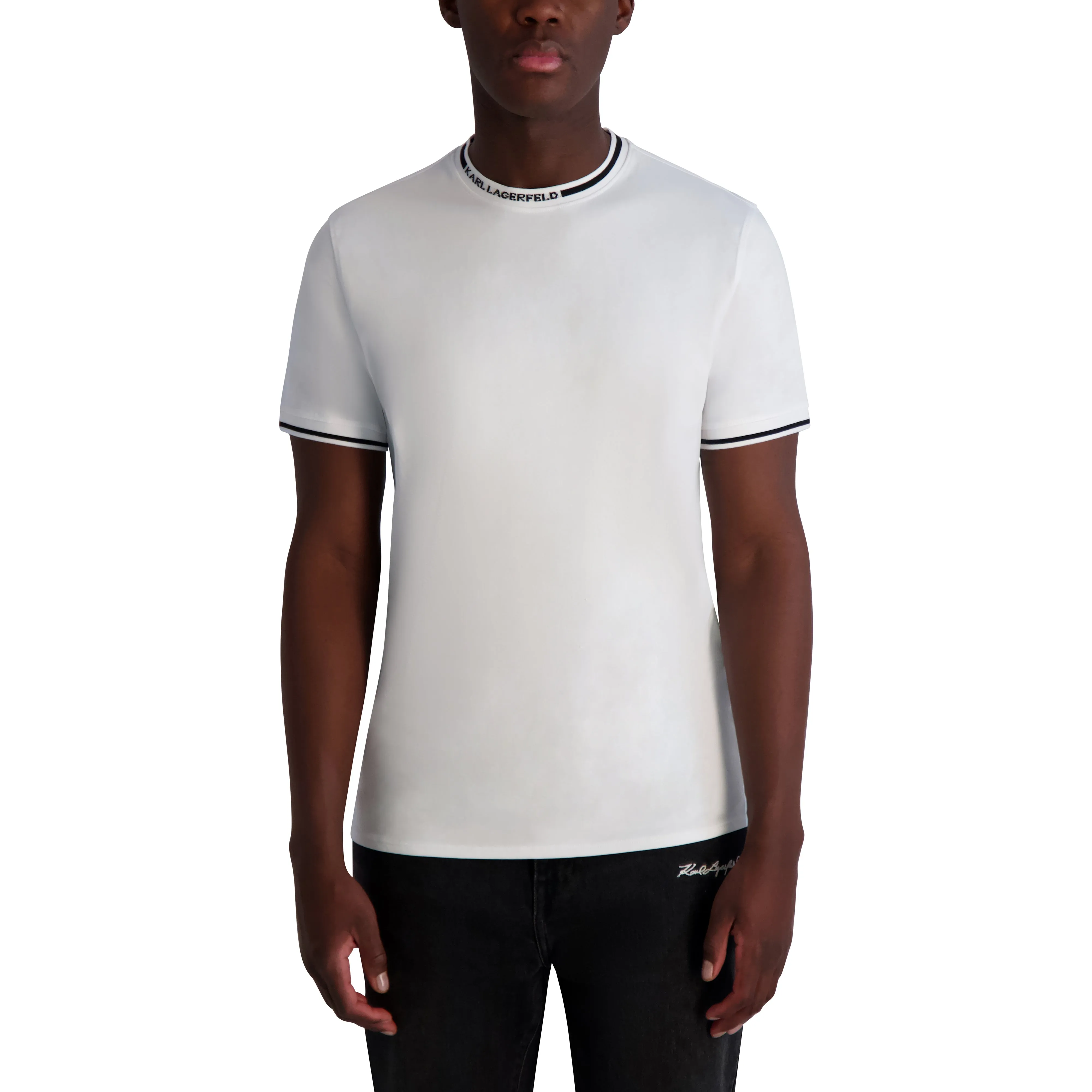 T-SHIRT WITH LOGO COLLAR sold by Karl Lagerfeld Paris