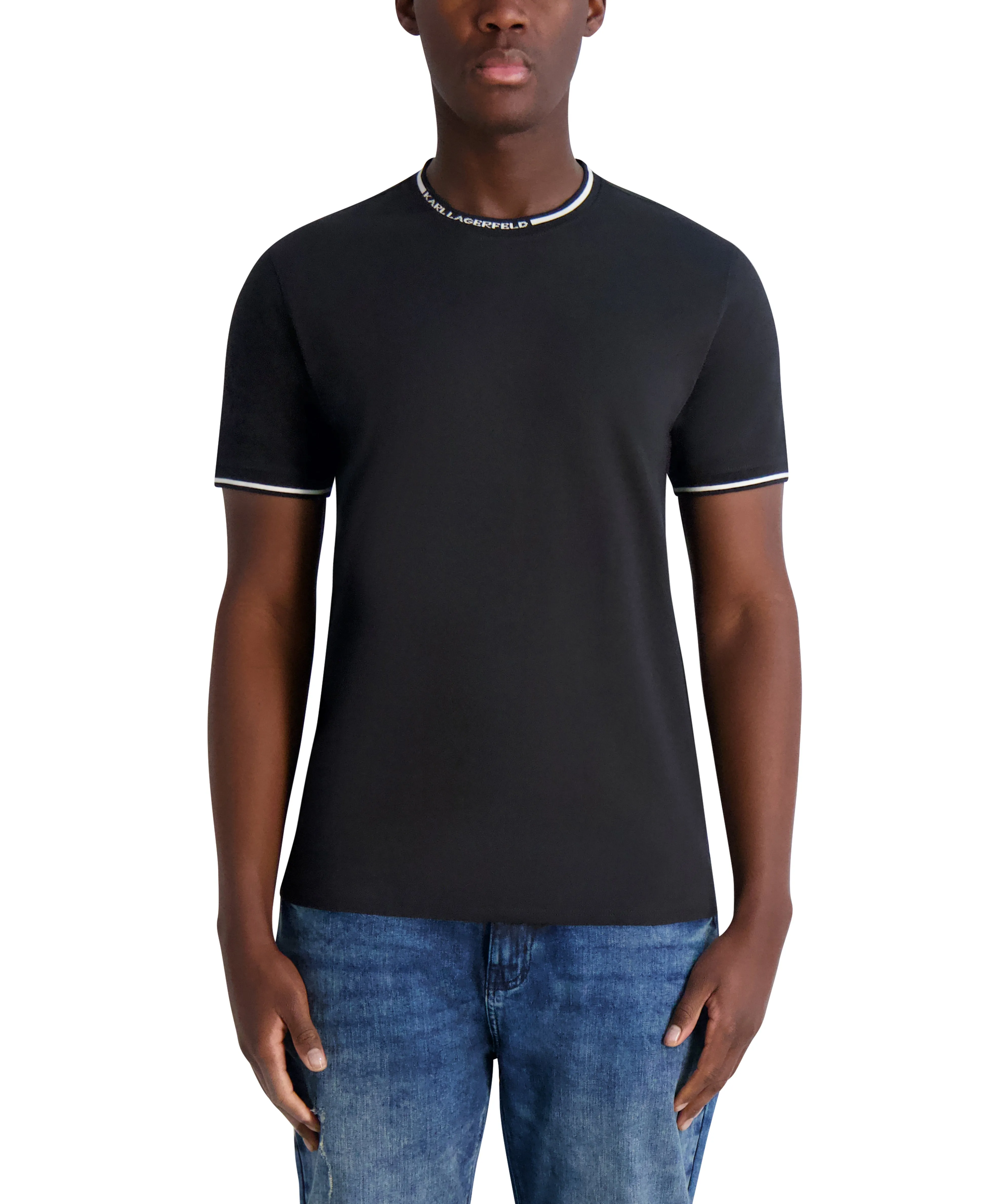 T-SHIRT WITH LOGO COLLAR sold by Karl Lagerfeld Paris