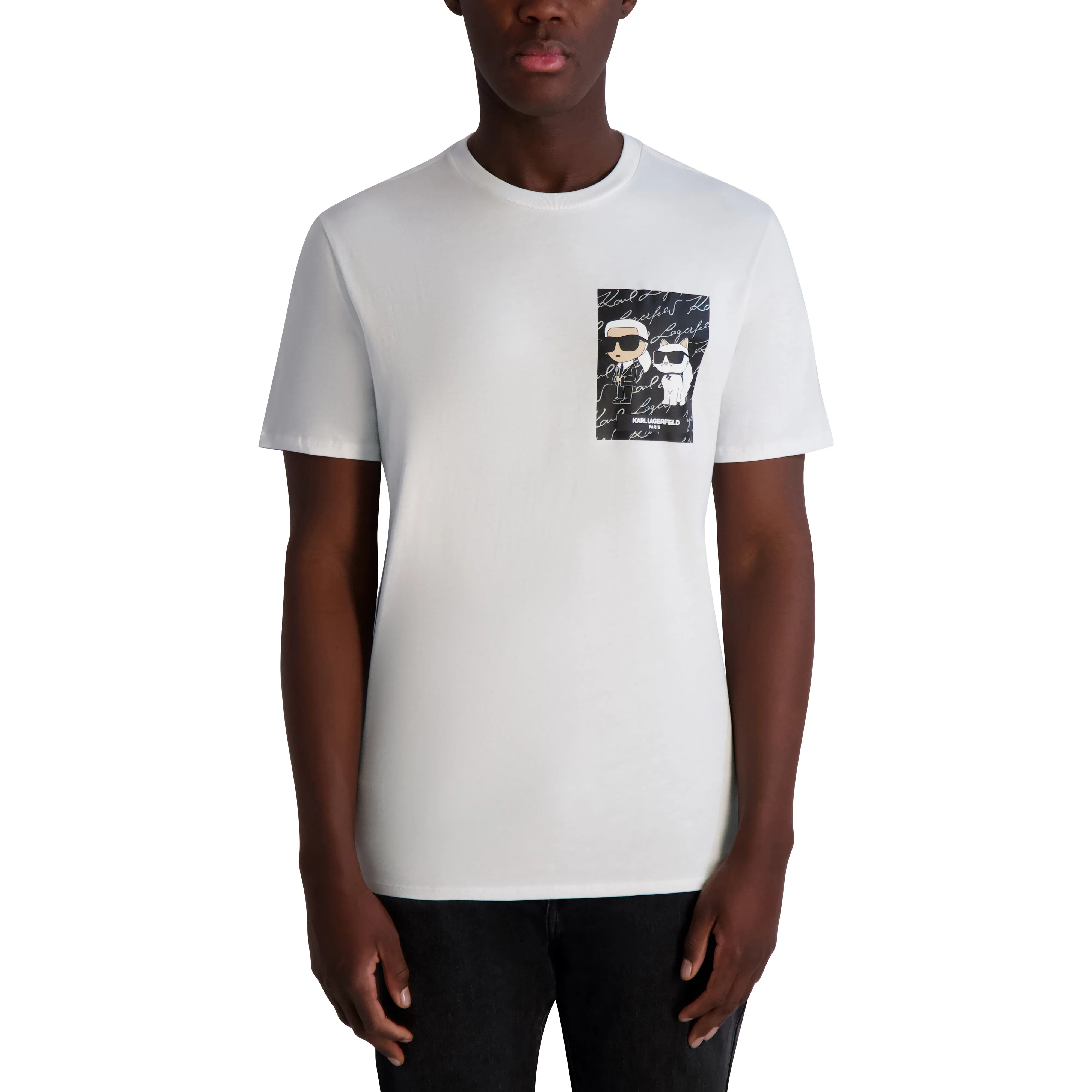 KARL & CHOUPETTE T-SHIRT WITH SIGNATURE sold by Karl Lagerfeld Paris
